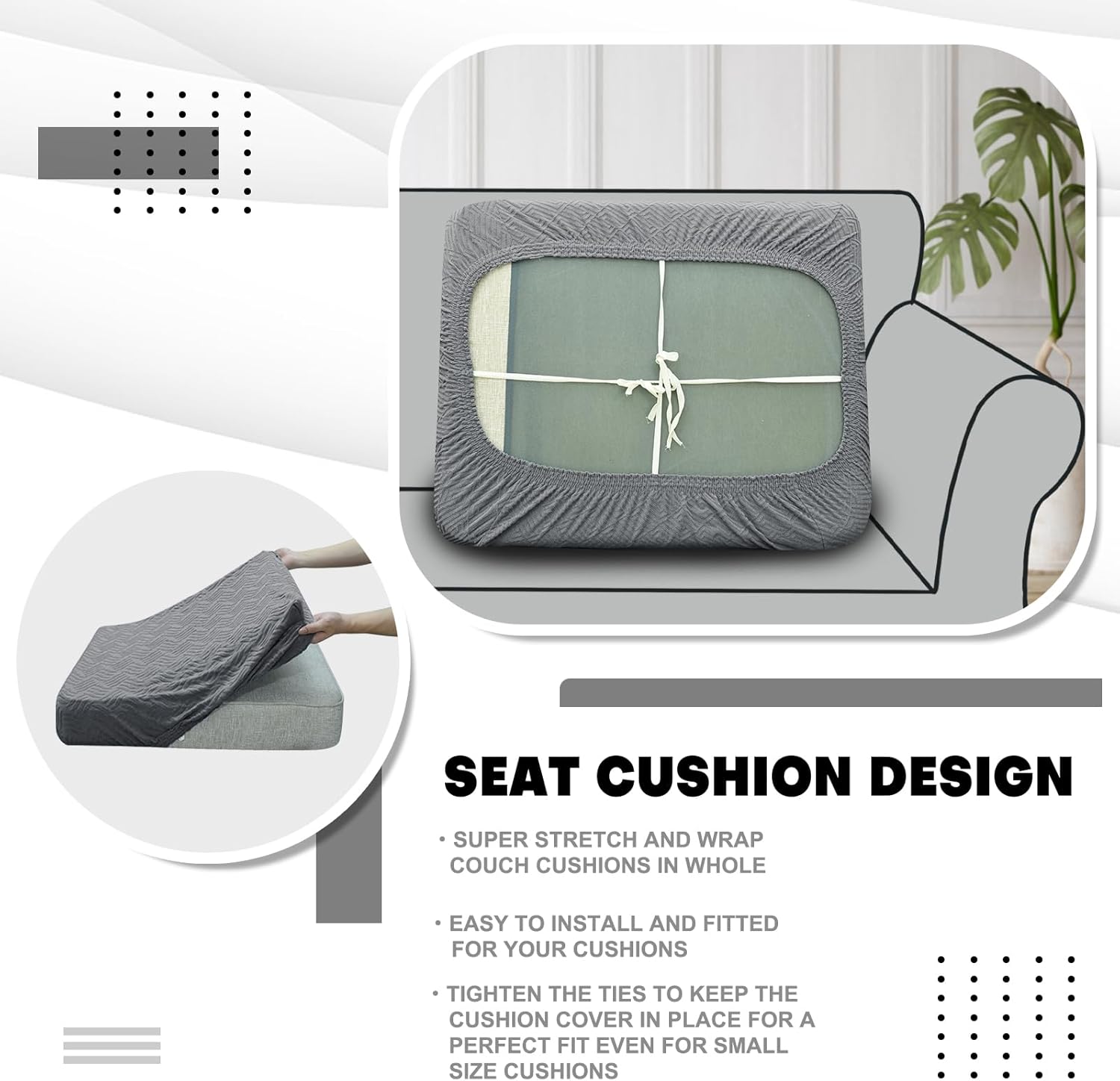 ZNSAYOTX Fundas elásticas para cojines de sofá, fundas de asiento de repuesto suave, patrón único, protector de muebles con parte inferior elástica