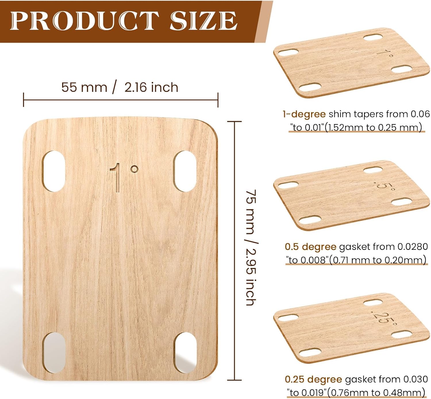 YASUOA Cuña de guitarra de madera de arce de alta calidad para una alineación eficaz y ajuste de ángulo, adecuada para todo tipo de guitarras, 3