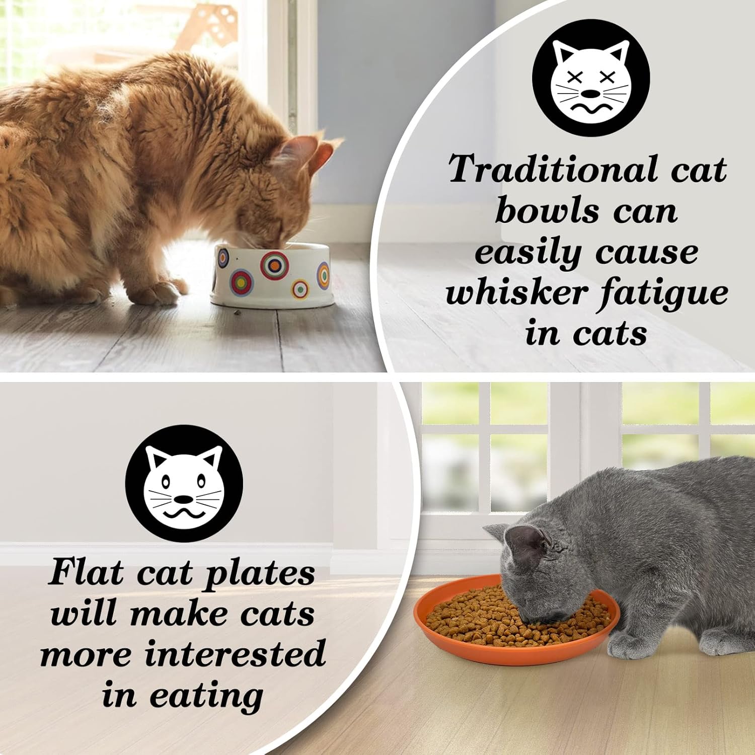 Fhiny 24 cuencos para gatos con bigote para aliviar la fatiga, 6 pulgadas, plato de comida para gatitos, plato de paja de trigo, minimalista, plato