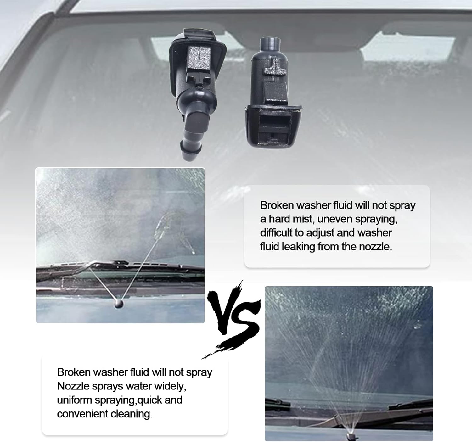 2 boquillas para limpiaparabrisas delantero, accesorios de pulverización, apto para Jeep Grand Cherokee 2005-2016, Chevy Malibu 2005-2013, reemplaza