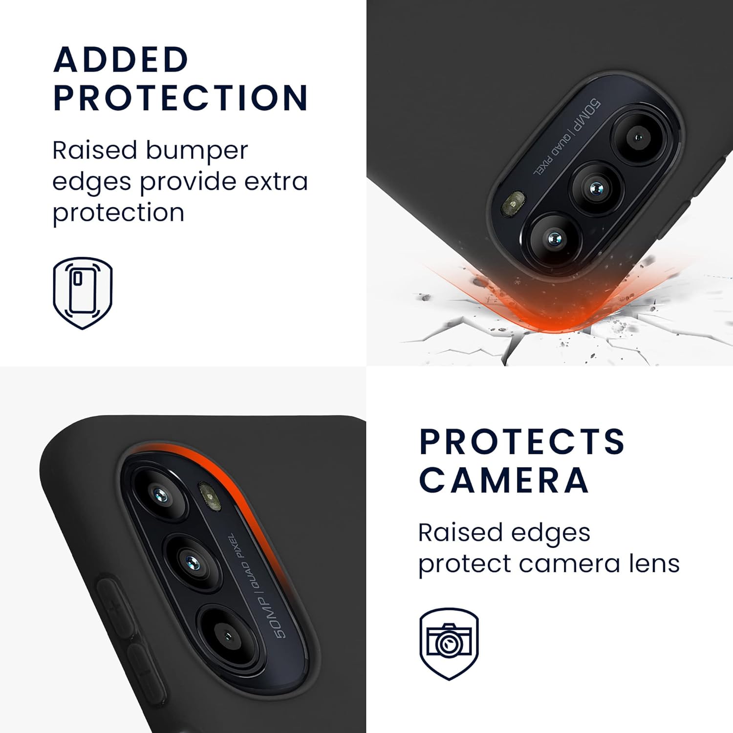 kwmobile Funda compatible con Motorola Moto G52  Moto G82 5G – Funda protectora de silicona TPU suave y delgada – Negro mate