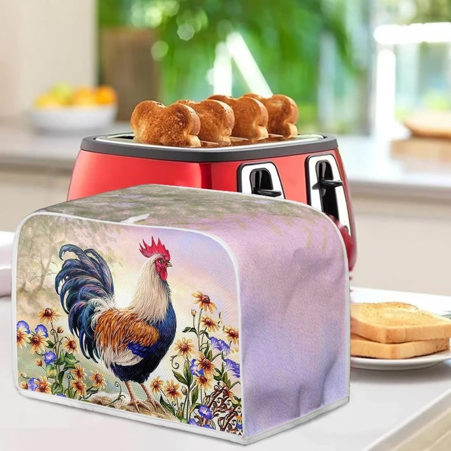 ZFRXIGN Fundas para tostadora de pollo con flores, cubierta de polvo para tostadora, bolsa de tostadora, fundas para electrodomésticos, tostadora,