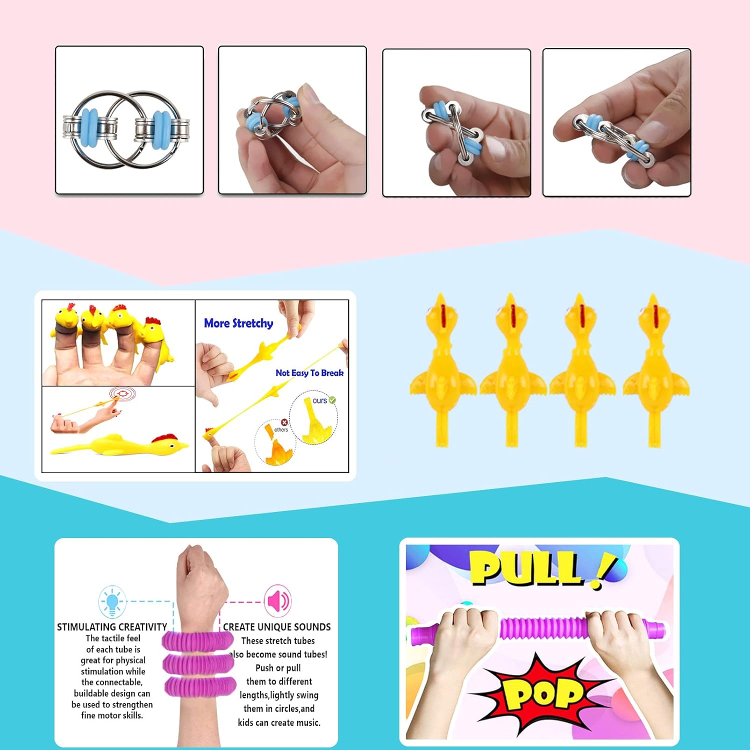 Paquete de 56 juguetes para la ansiedad, juego de recuerdos de fiesta, caja del tesoro para el aula, cofre premio, piñata, autismo, estrés,
