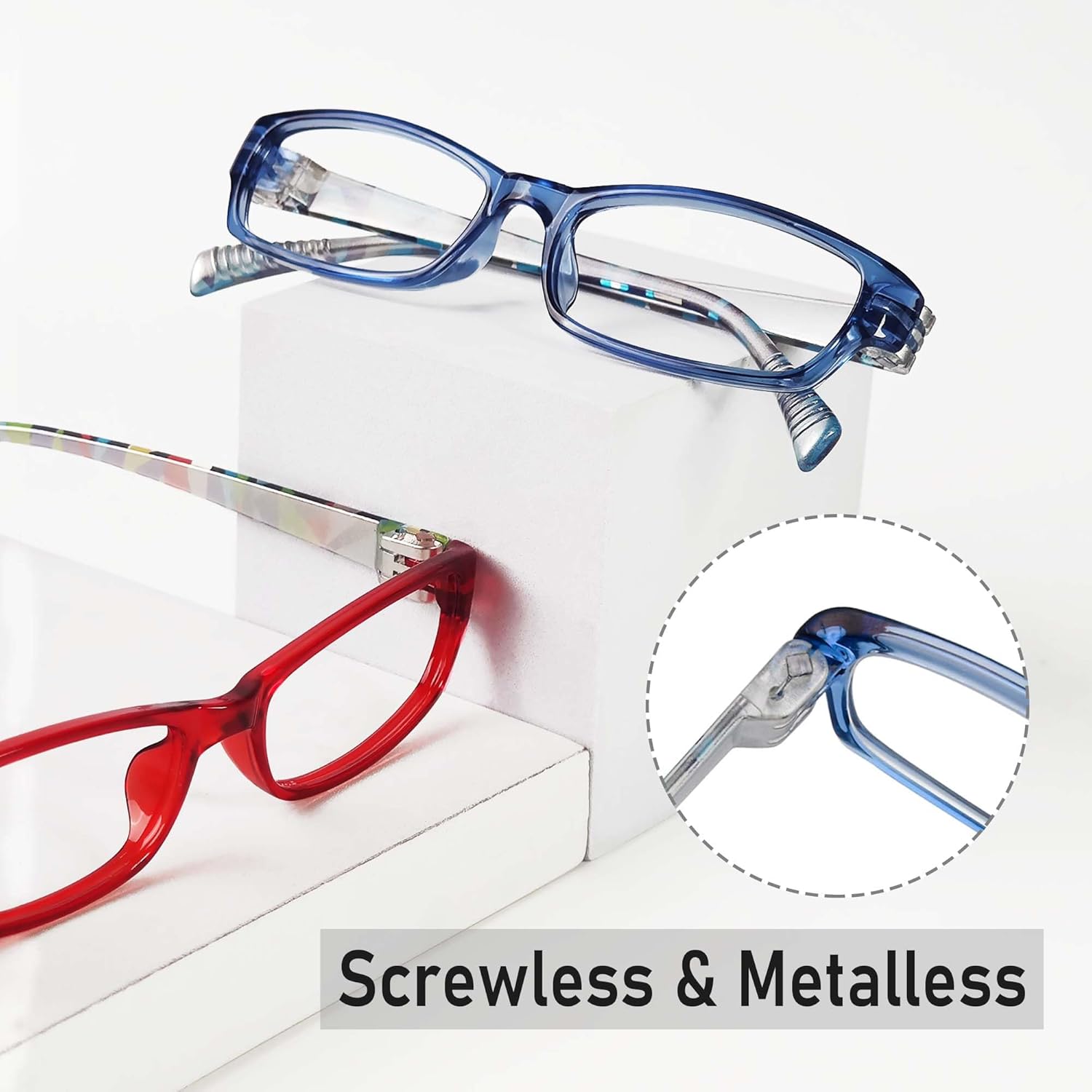 Eyekepper Paquete de 5 lentes de lectura con diseño Metalless para mujer, bisagras de resorte sin tornillos, +2.5