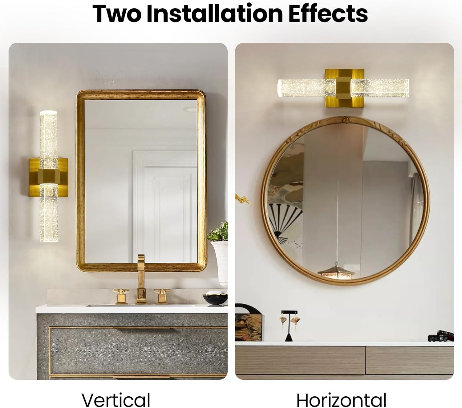 Apliques modernos de pared de cristal, iluminación de pared LED dorada 4000K 10W dormitorio lámpara de pared accesorios para sala de estar, baño,