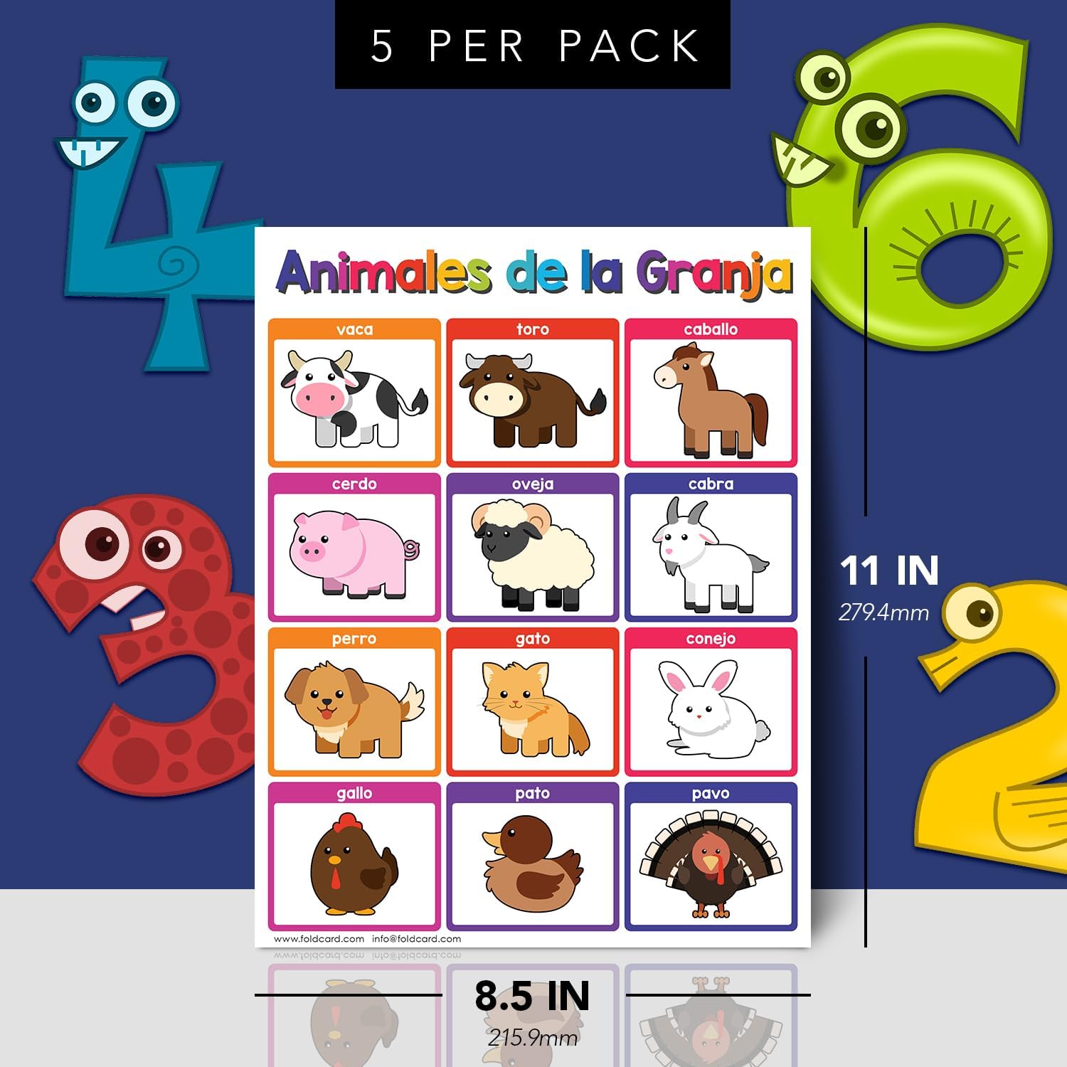 Animales de la Granja – Carteles educativos en español para niños, animales de granja, aprendizaje en aula y educación en casa, ayuda visual y