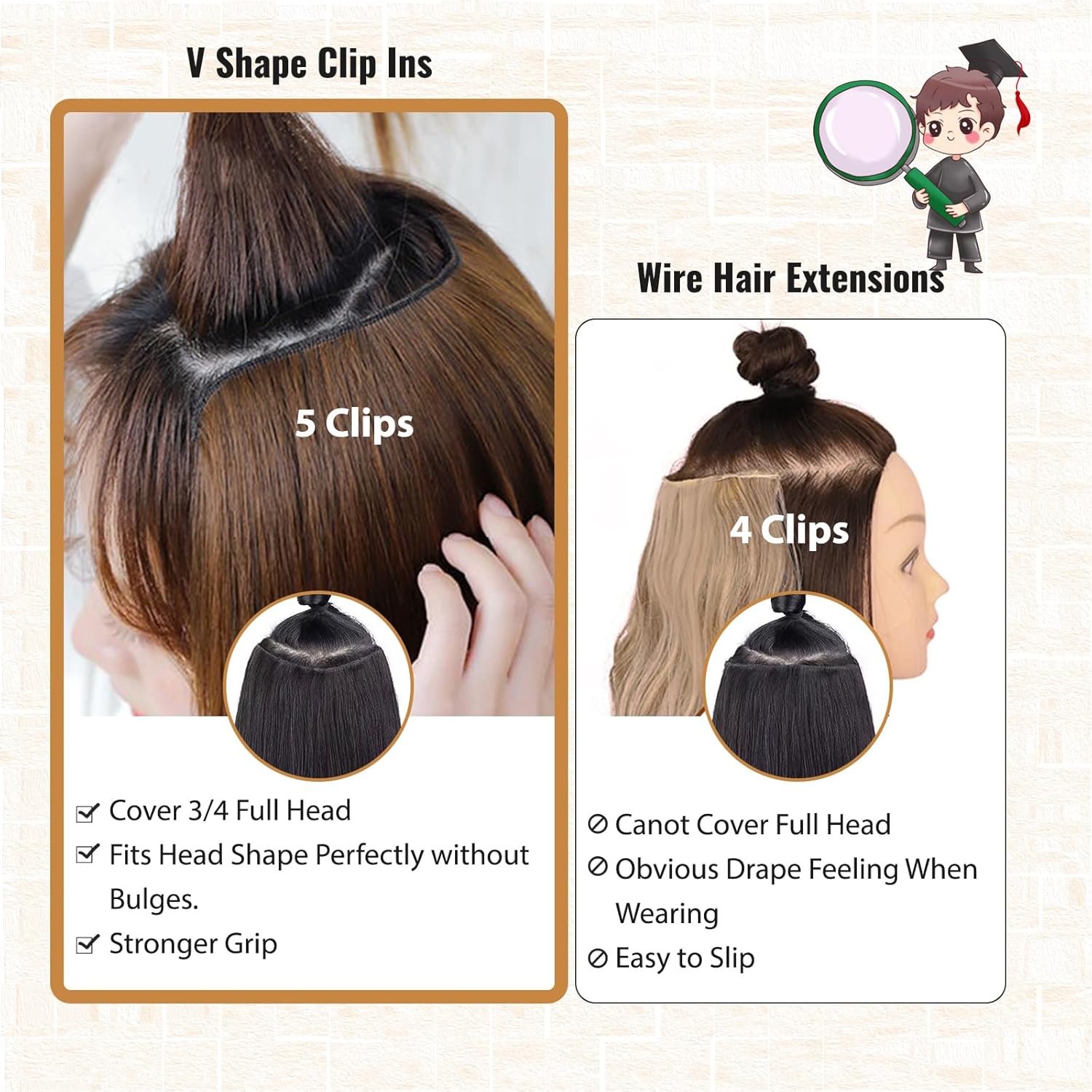Extensiones de cabello humano ondulado con clip de 16 pulgadas, extensiones de cabello humano con clip de doble trama, una pieza, 100% cabello