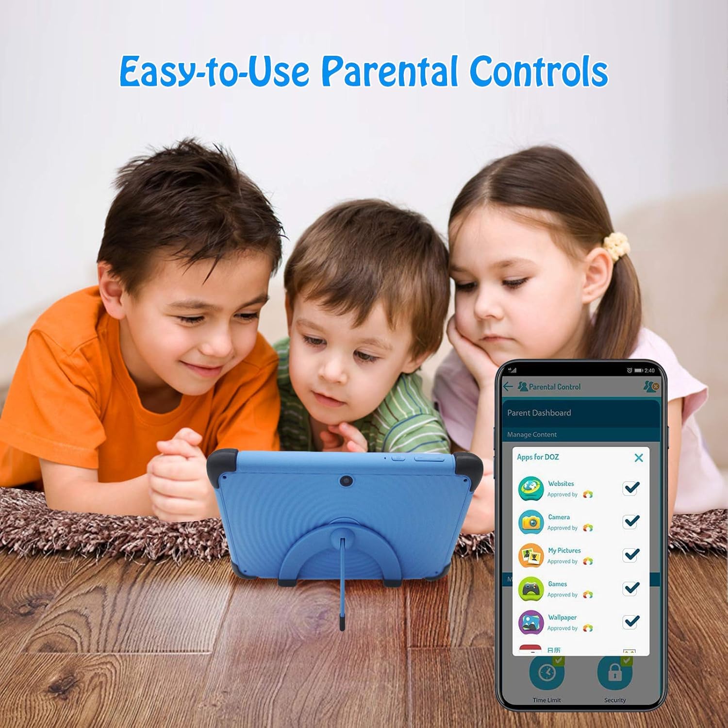 CWOWDEFU Tablet infantil de 7 pulgadas, tableta Android WiFi para niños, pantalla IPS HD, 2 GB de RAM 32 GB ROM TF hasta 128 GB, 2 MP+5 MP, control