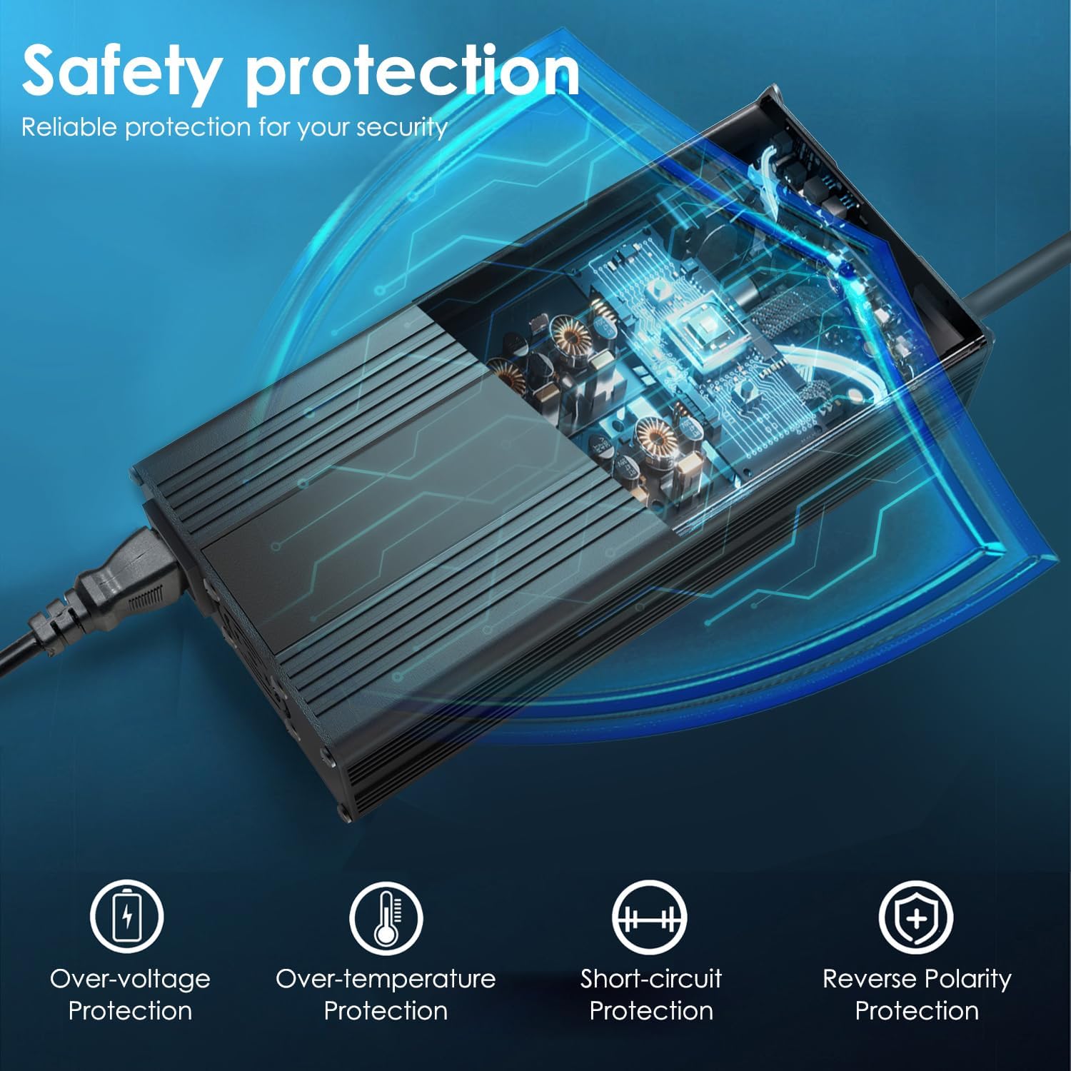 LVYUAN Cargador de batería LiFePO4 de 14.6V 20A, cargador de batería inteligente automático y mantenimiento de desulfatador con chip inteligente