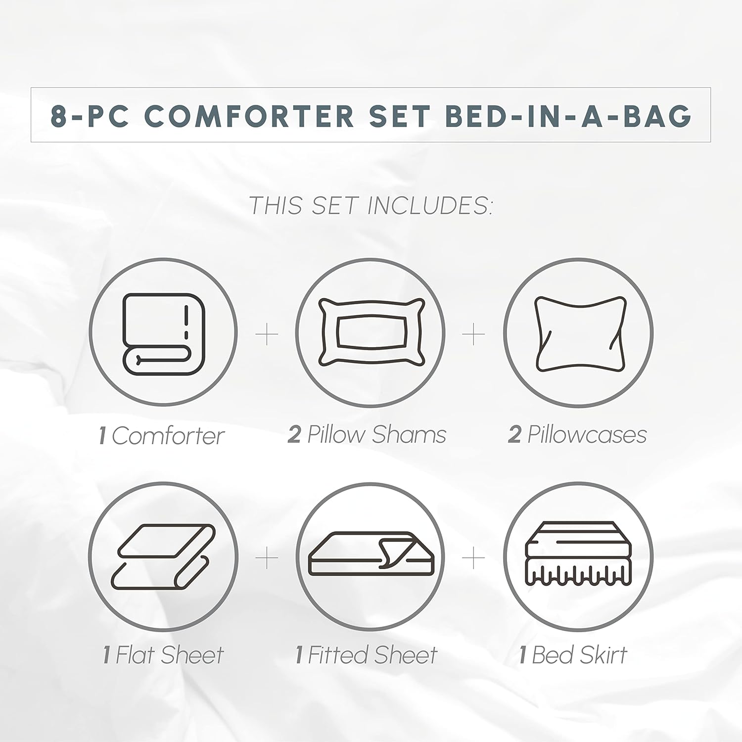 Set de colchas Elegant Comfort de 8 piezas de seda suave a rayas dobby resistentes a las arrugas (el paquete incluye set de 4 sábanas, 1 colcha, 1