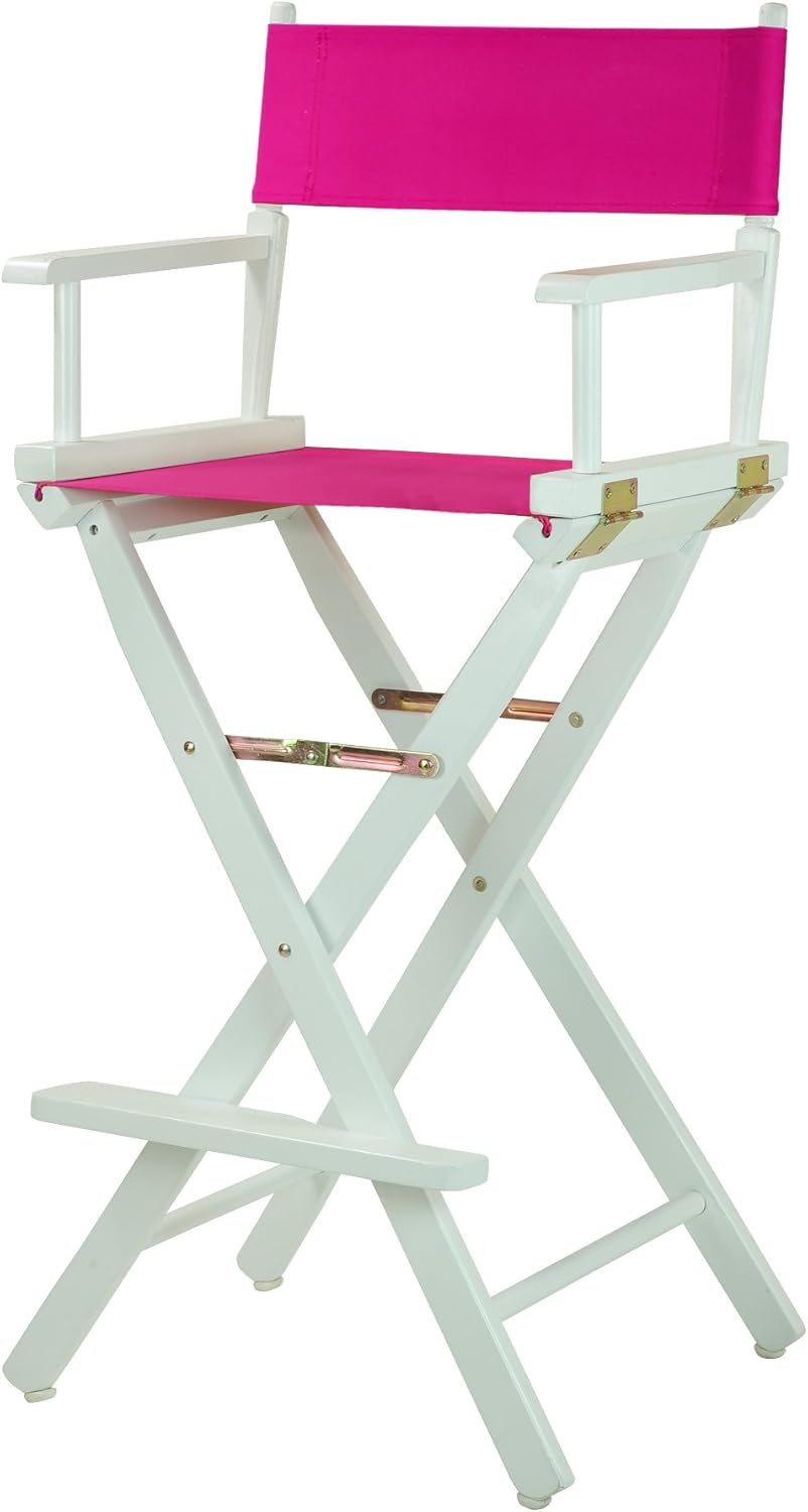 Casual Home 230-01021-30 – Silla de director de 30 in, marco blanco, lona magenta, altura de barra