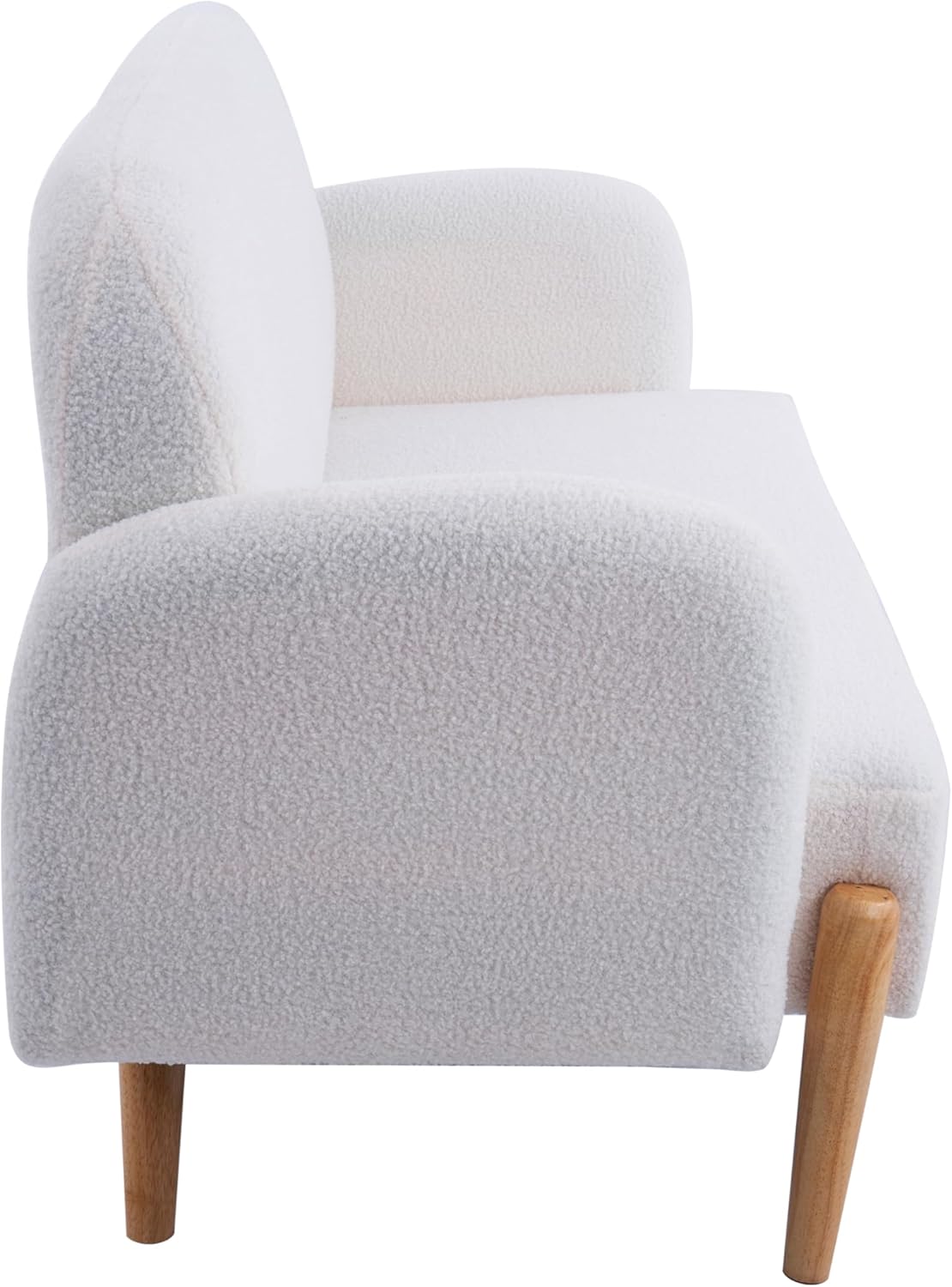HanStrong Sofá biplaza, 59.1 pulgadas, sofá pequeño y moderno con tres bonitas almohadas lumbares curvadas para espacios pequeños, beige claro