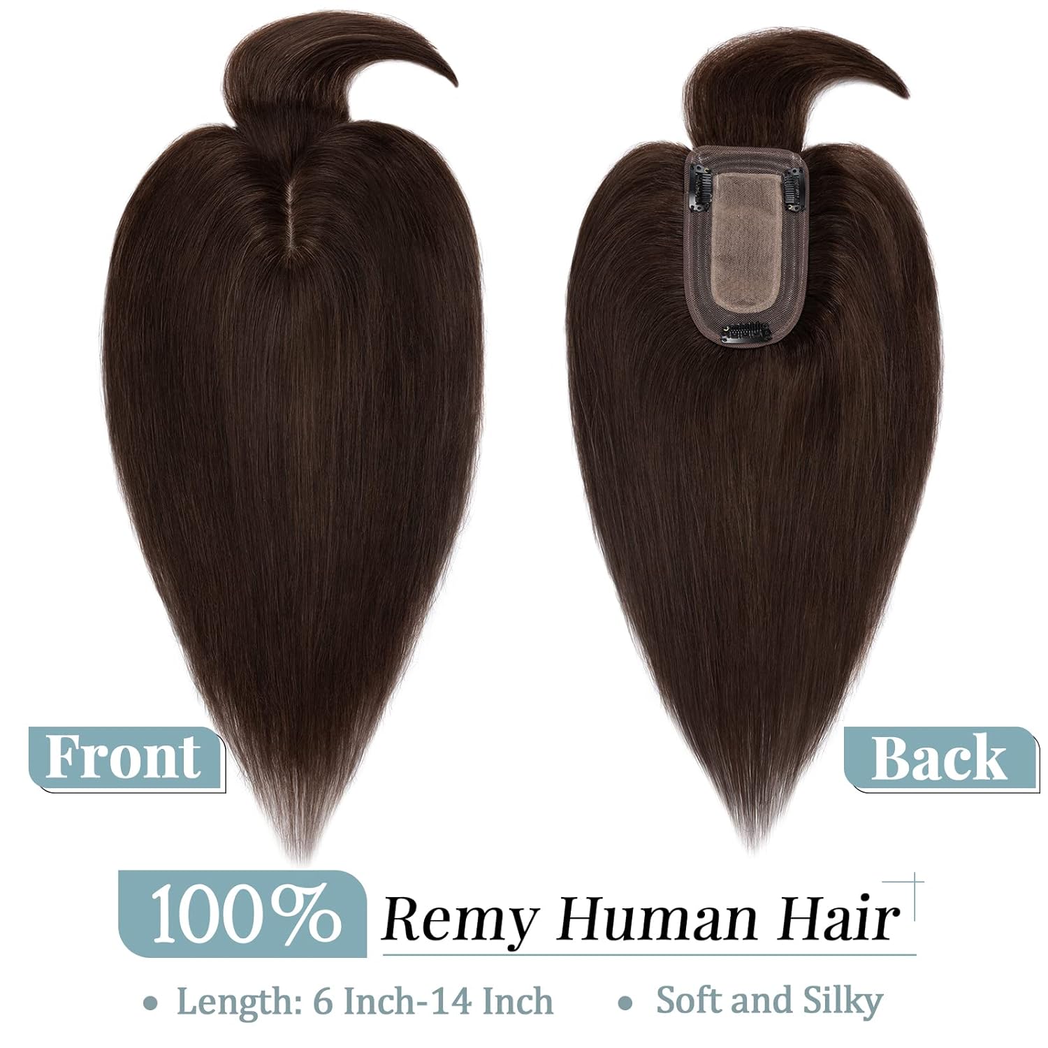 TESS Extensiones de cabello humano real para mujer, densidad del 150 %, 2.8 x 5.1 in, base de seda, extensión superior, extensiones de cabello Remy