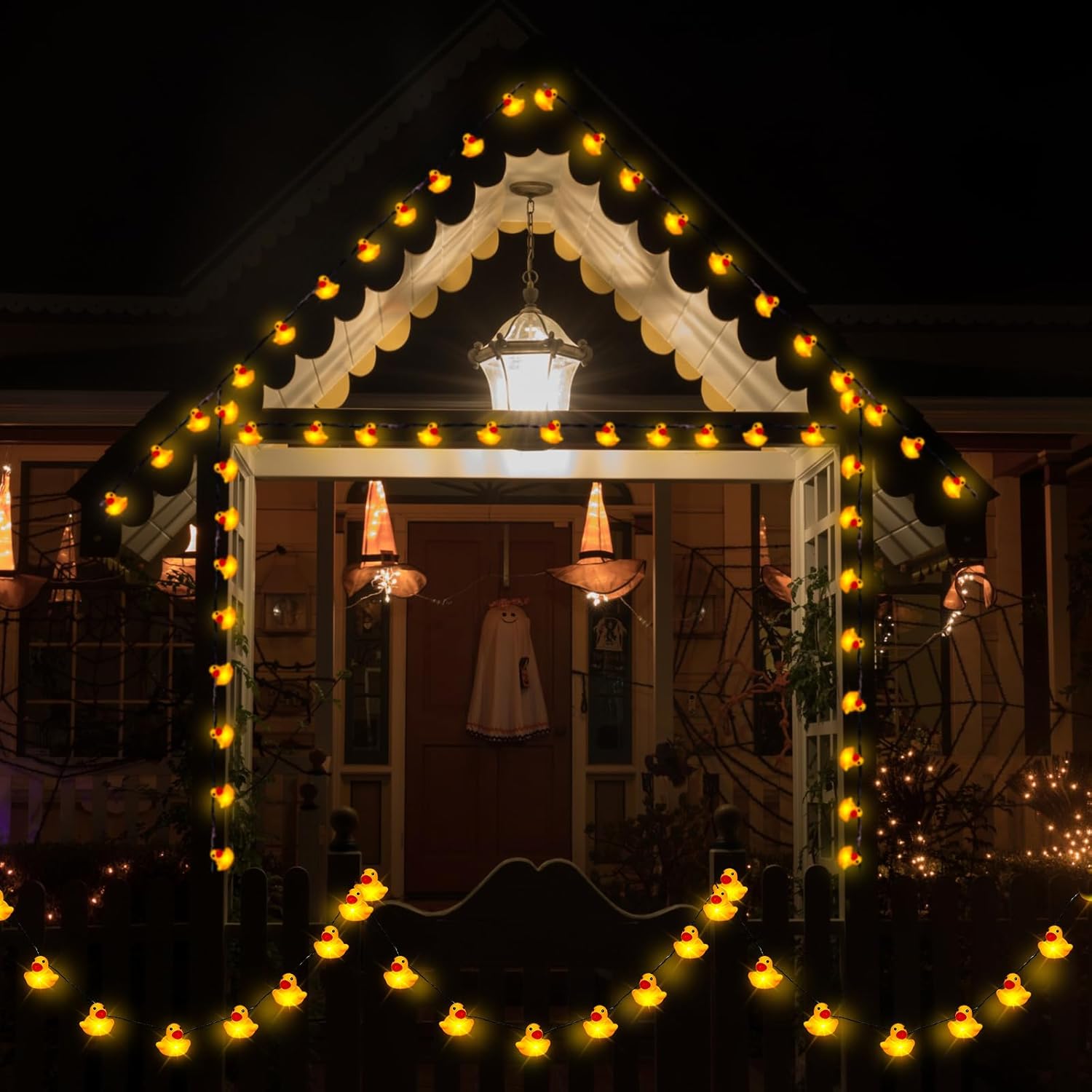 Deekin Guirnalda de luces LED de goma con 100200 luces LED para árbol de Navidad, pato, funciona con pilas, luces decorativas para Navidad,