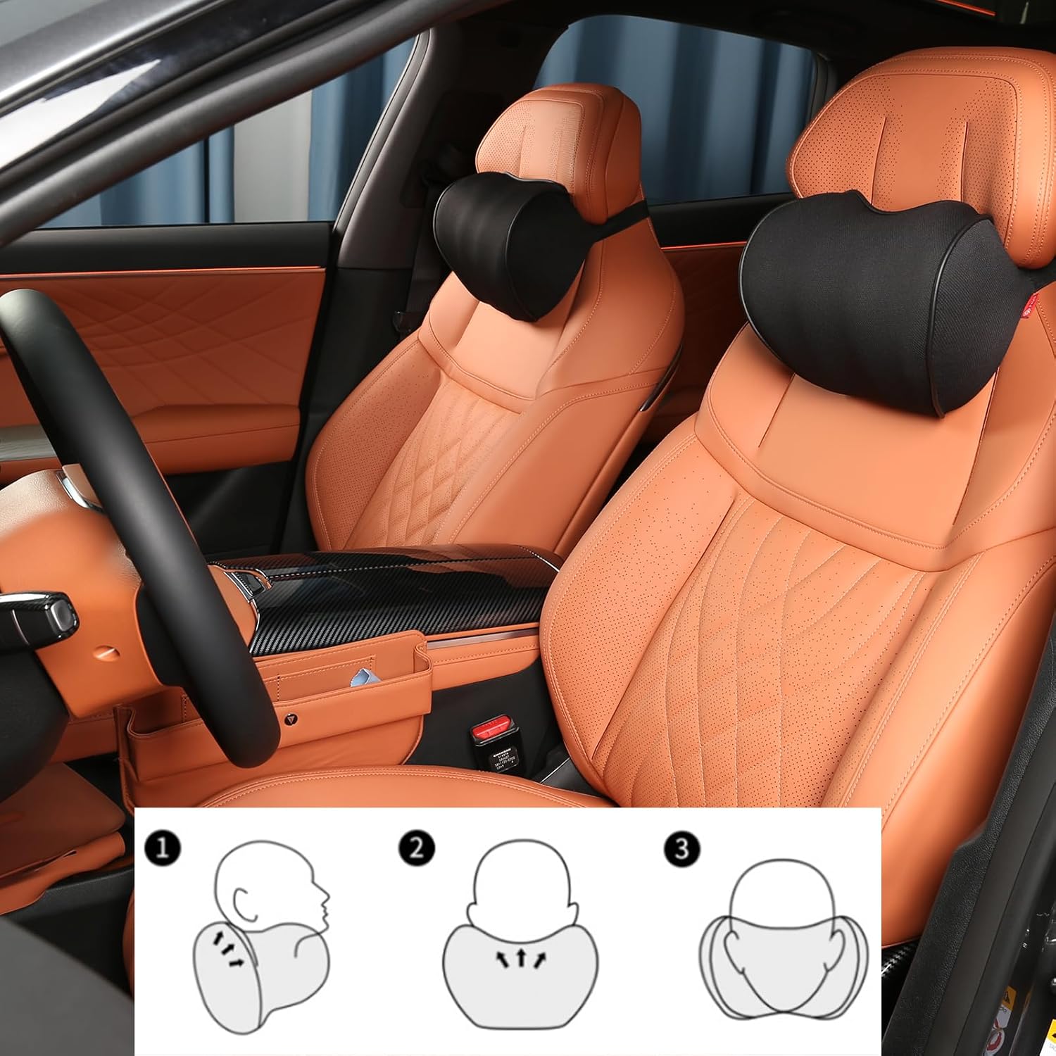Almohada para reposacabezas de asiento de automóvil, almohada para reposacabezas de automóvil para conducir, 100% espuma viscoelástica y almohada