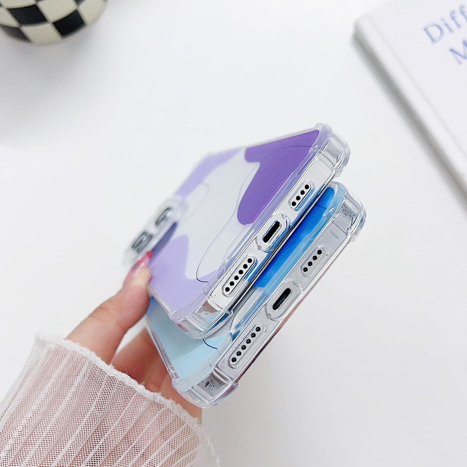 Diseñada para iPhone 14 Pro Max, bonito patrón ondulado de corazón pintado para mujeres y hombres, borde de TPU suave, protección trasera de