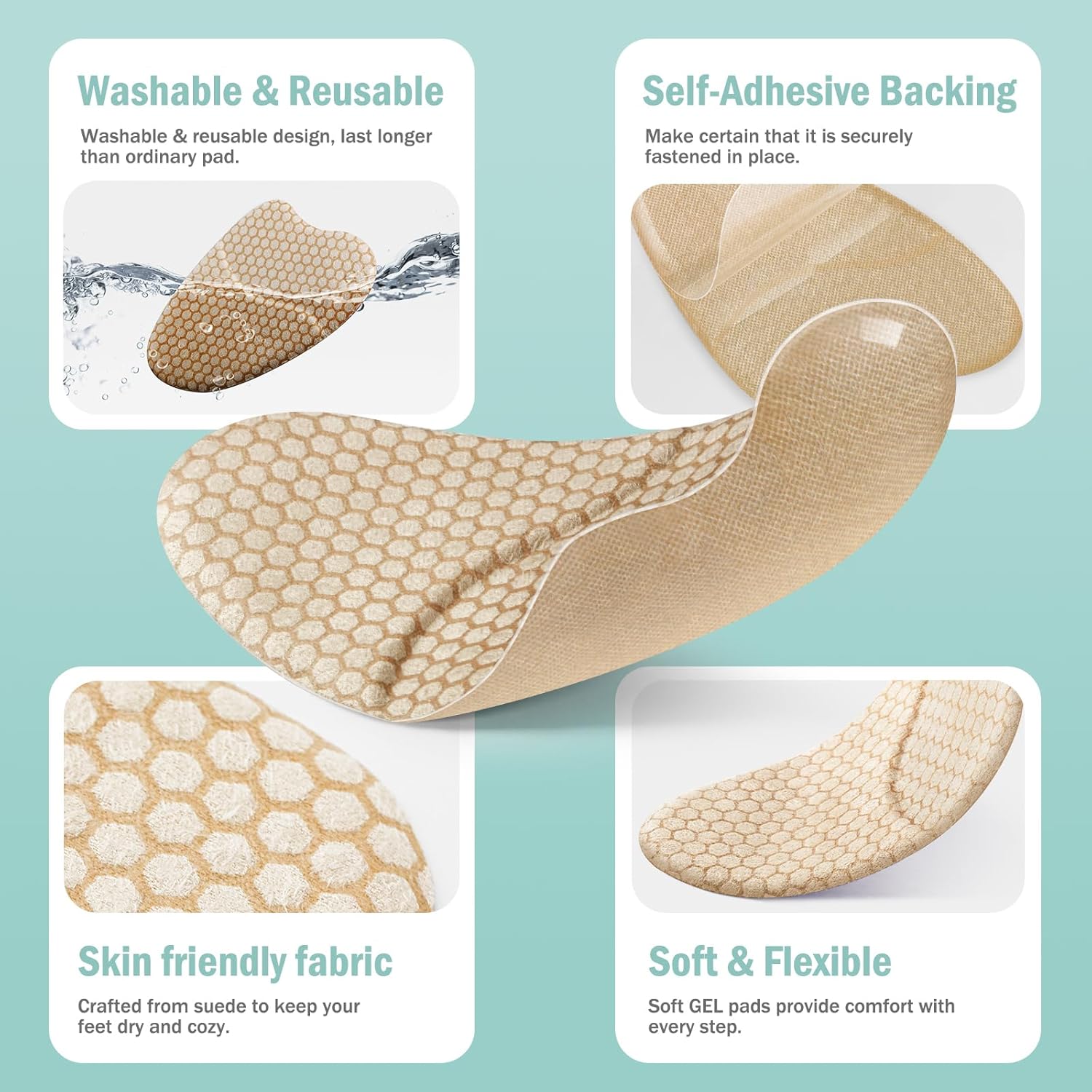 ZAIWOO Metatarsal Pads Women, Ball of Foot Cushions for Women, Heel Inserts for Women, Heel Pads for Shoes, (2 Pairs Foot Pads) High Heel Comfort