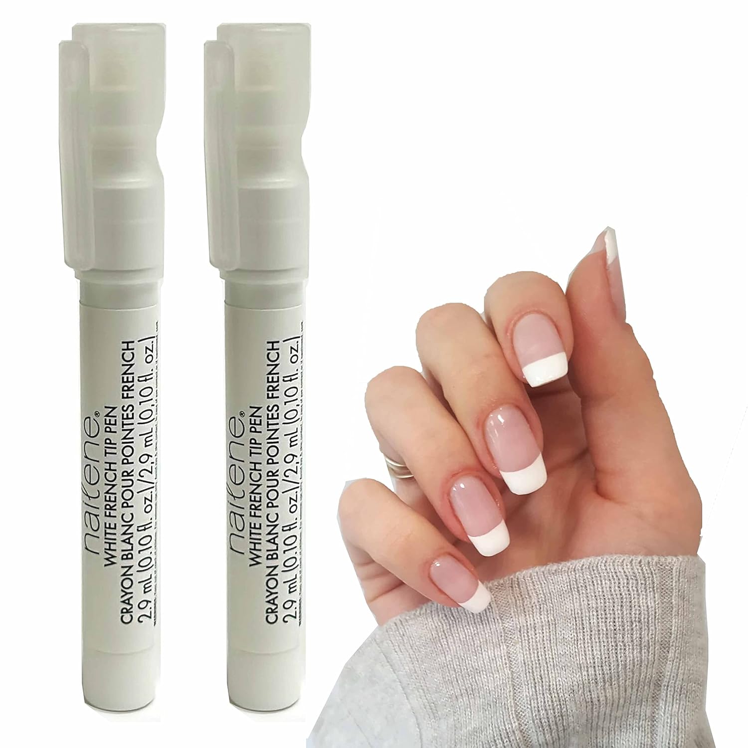2 unidades de esmalte de uñas con punta blanca, manicura francesa, punta blanca, 2 unidades, manicura francesa, punta blanca, lápiz de esmalte de