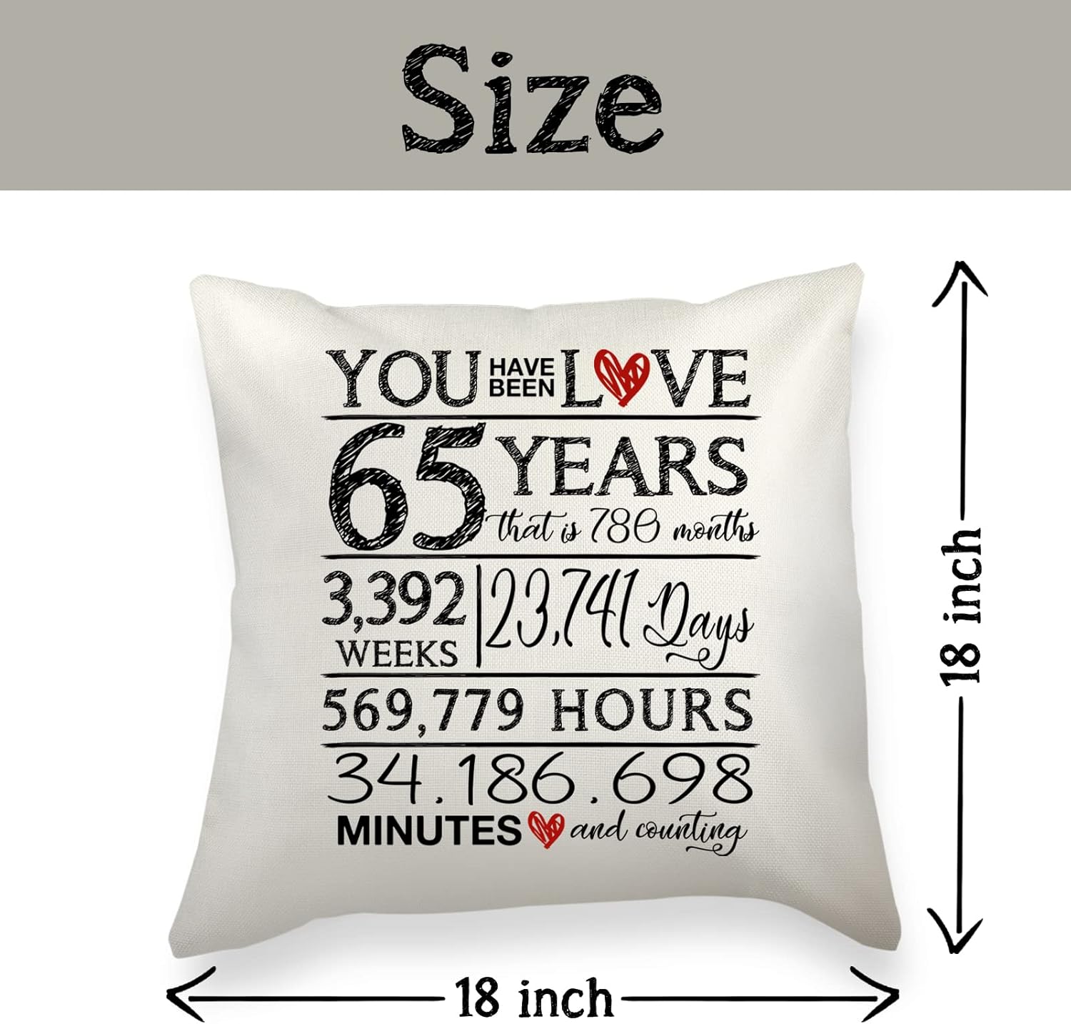 Decoraciones de cumpleaños 65 para mujeres y hombres, fundas de almohada de 18 x 18 pulgadas, regalos de cumpleaños 65 para ella y él, los mejores