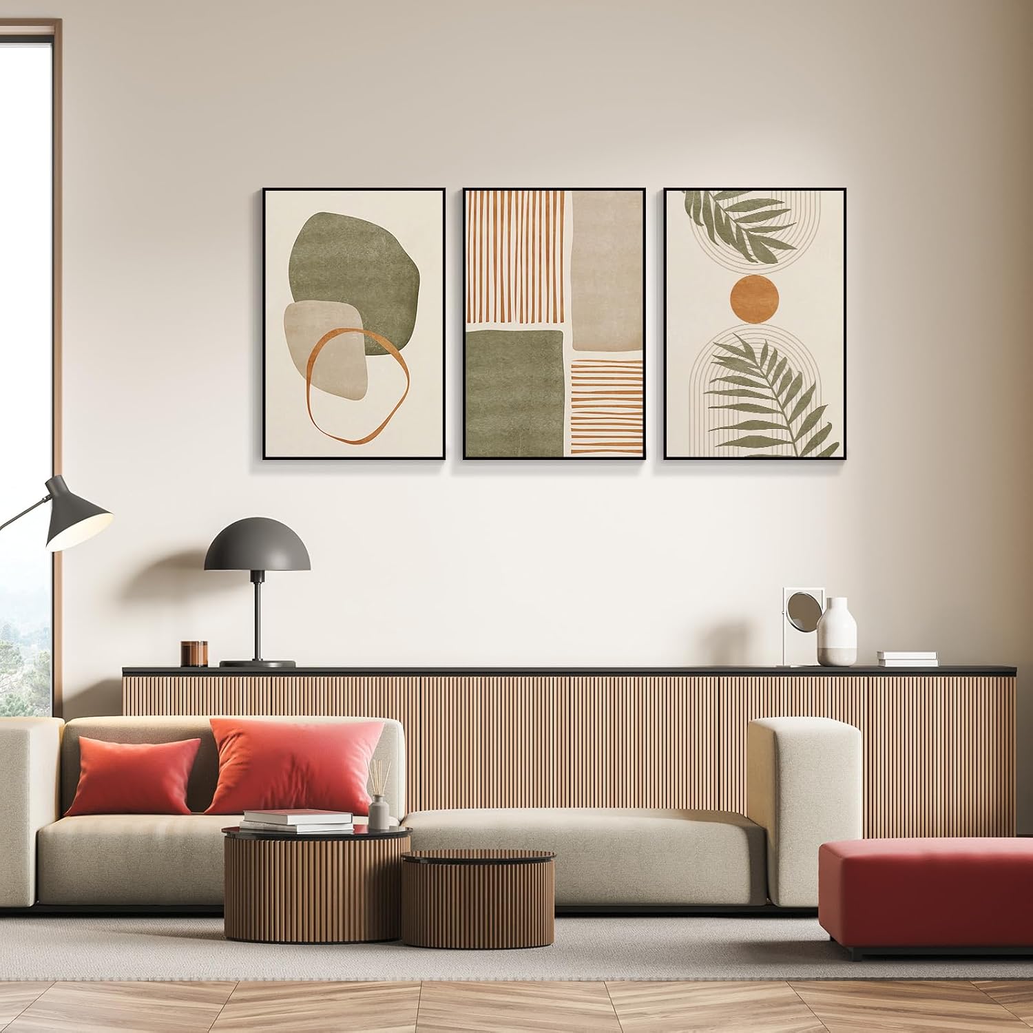 ytreyoimro Juego de arte de pared en lienzo bohemio de 3 a 12 x 16 pulgadas, arte de pared moderno de mediados de siglo, formas abstractas, hojas