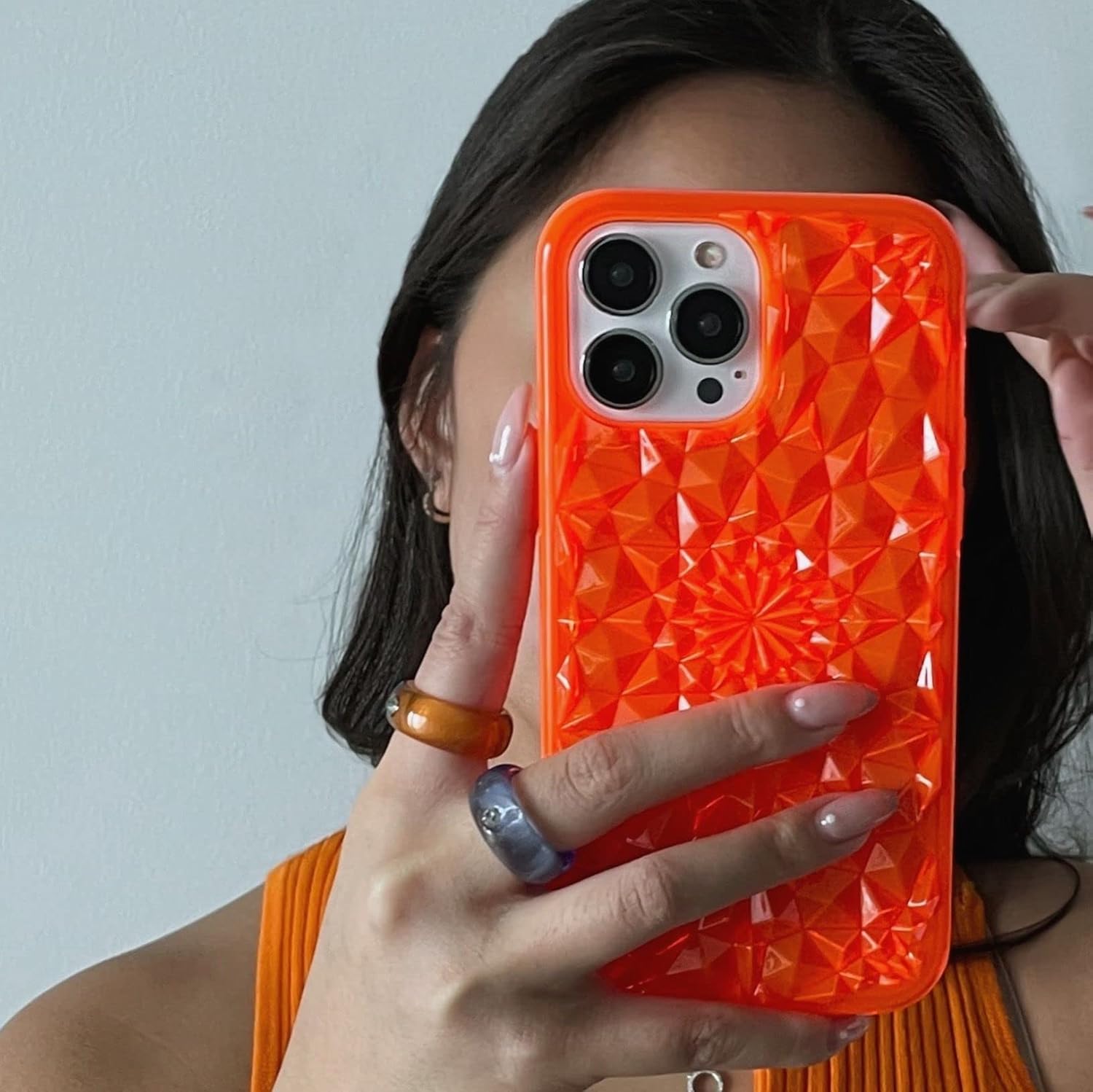 FELONY CASE Funda para iPhone 13 Pro Max  Funda naranja caleidoscopio  Antiarañazos, resistente y duradera, funda protectora a prueba de golpes de