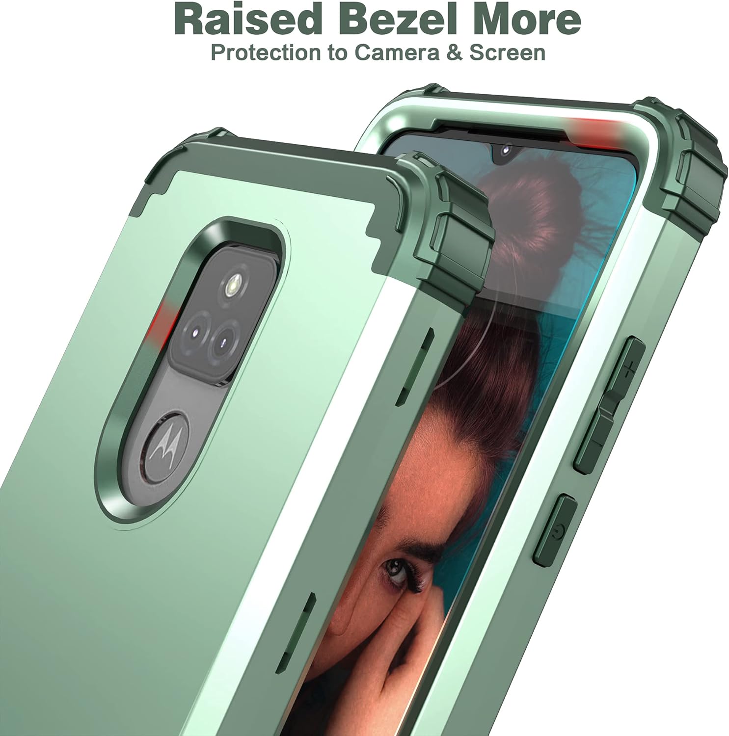 IDweel Funda para Moto G Play 2021 con protector de pantalla de vidrio templado, 3 en 1, a prueba de golpes, delgada, híbrida, resistente,