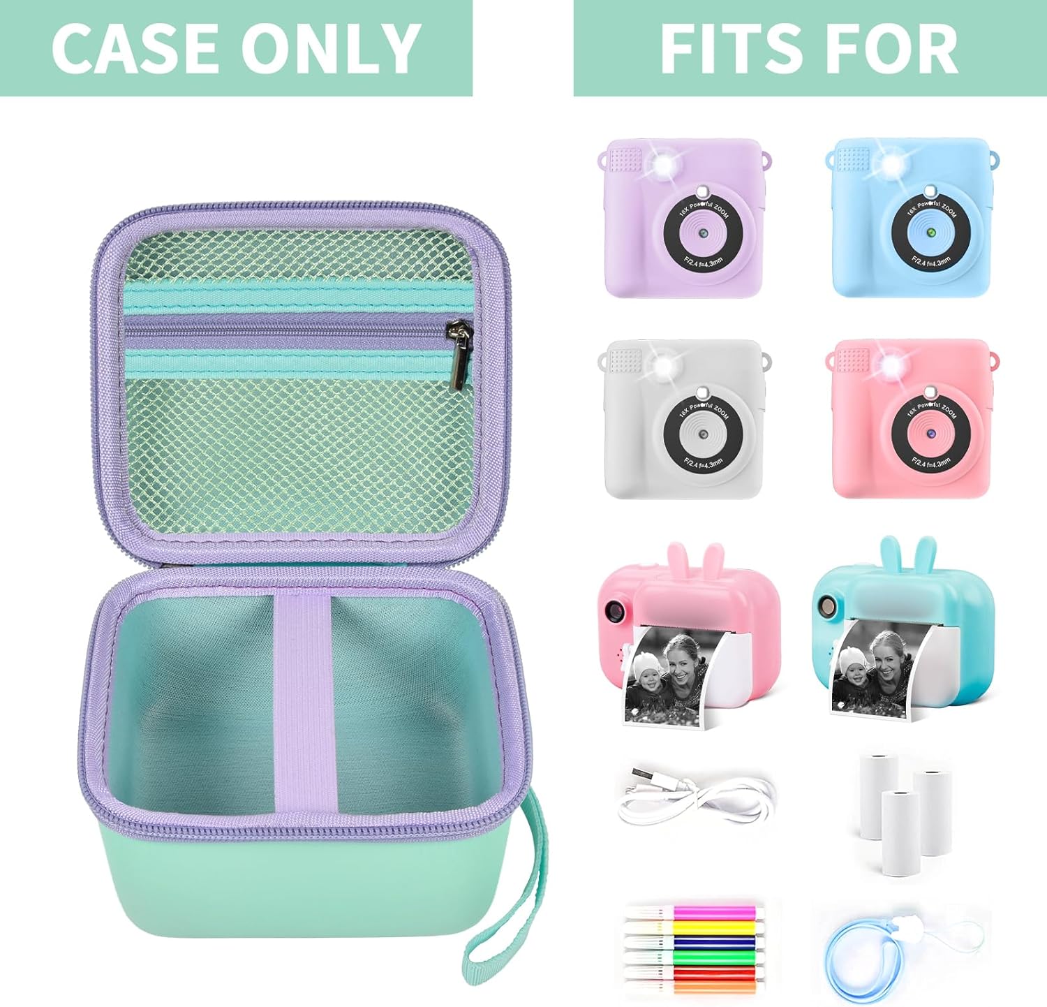PAIYULE Funda para cámara infantil compatible con cámara instantánea para niños, cámaras de video digitales, bolsa de almacenamiento para cámaras de