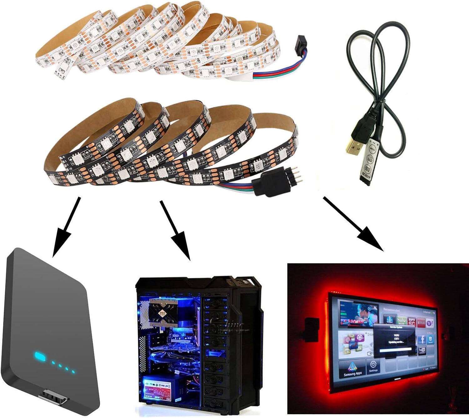 GSYFDZSWZX Fengyan – Tira de luces LED de 9.8ft, 5050 SMD RGB 5 V, USB, cinta de diodo de neón, flexible, a rayas, para decoración de pantalla de