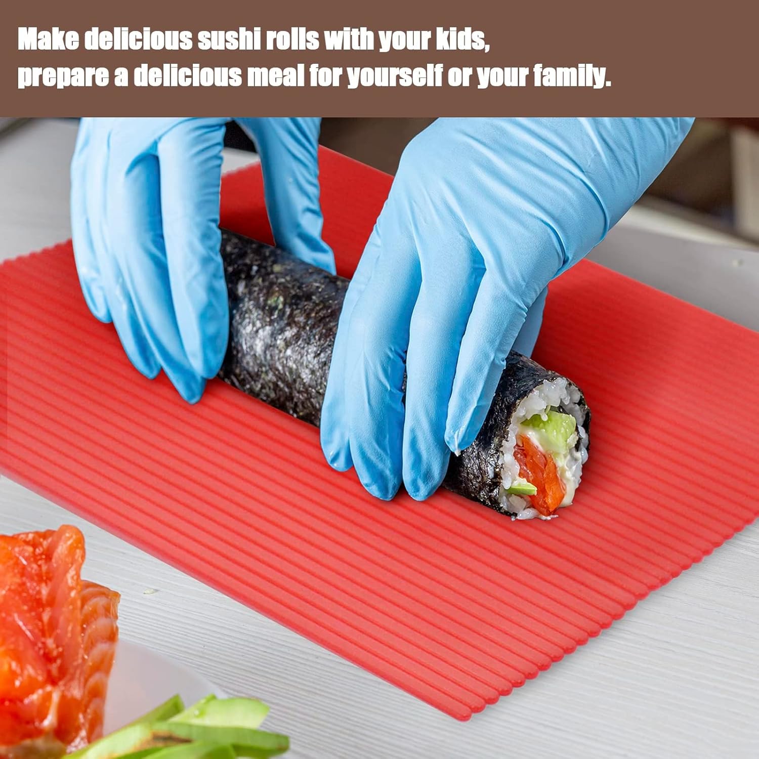 4 alfombrillas de plástico antiadherentes para sushi, kit de fabricación de rodillos de sushi hecho en casa con paleta de arroz, tapete de cocina de