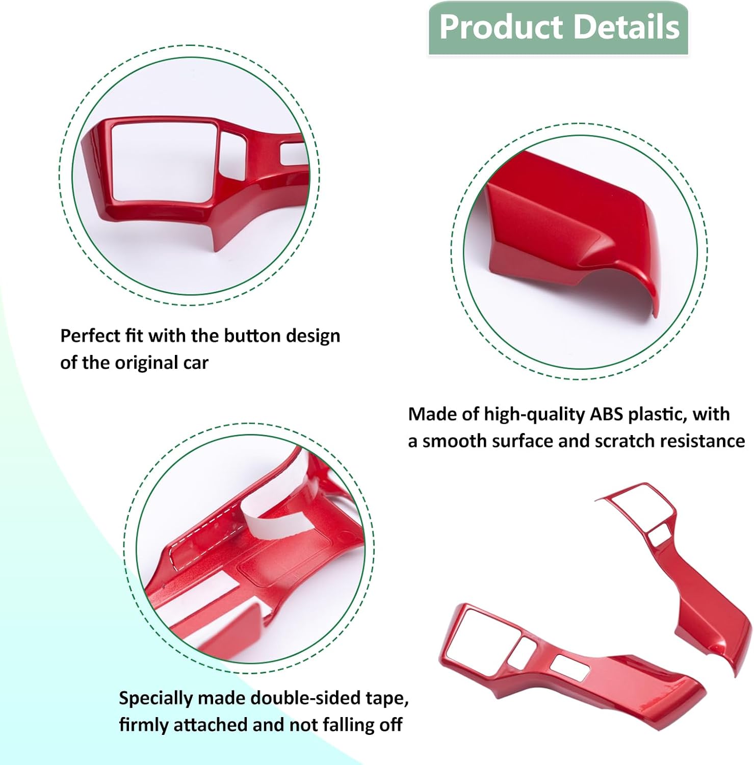 JDMCAR Moldura cromada para volante compatible con accesorios Tacoma 2016-2023, 4Runner 2010-2024, Tundra 2014-2021 (rojo, 3+2 agujeros)