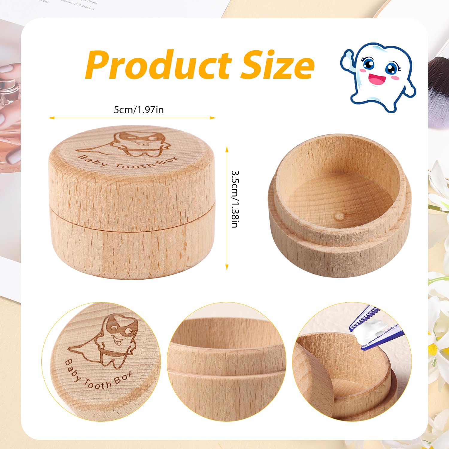 Caja de madera para recuerdos de dientes, caja de almacenamiento de dientes de bebé, para la pérdida de dientes, para bebés, niños y niñas