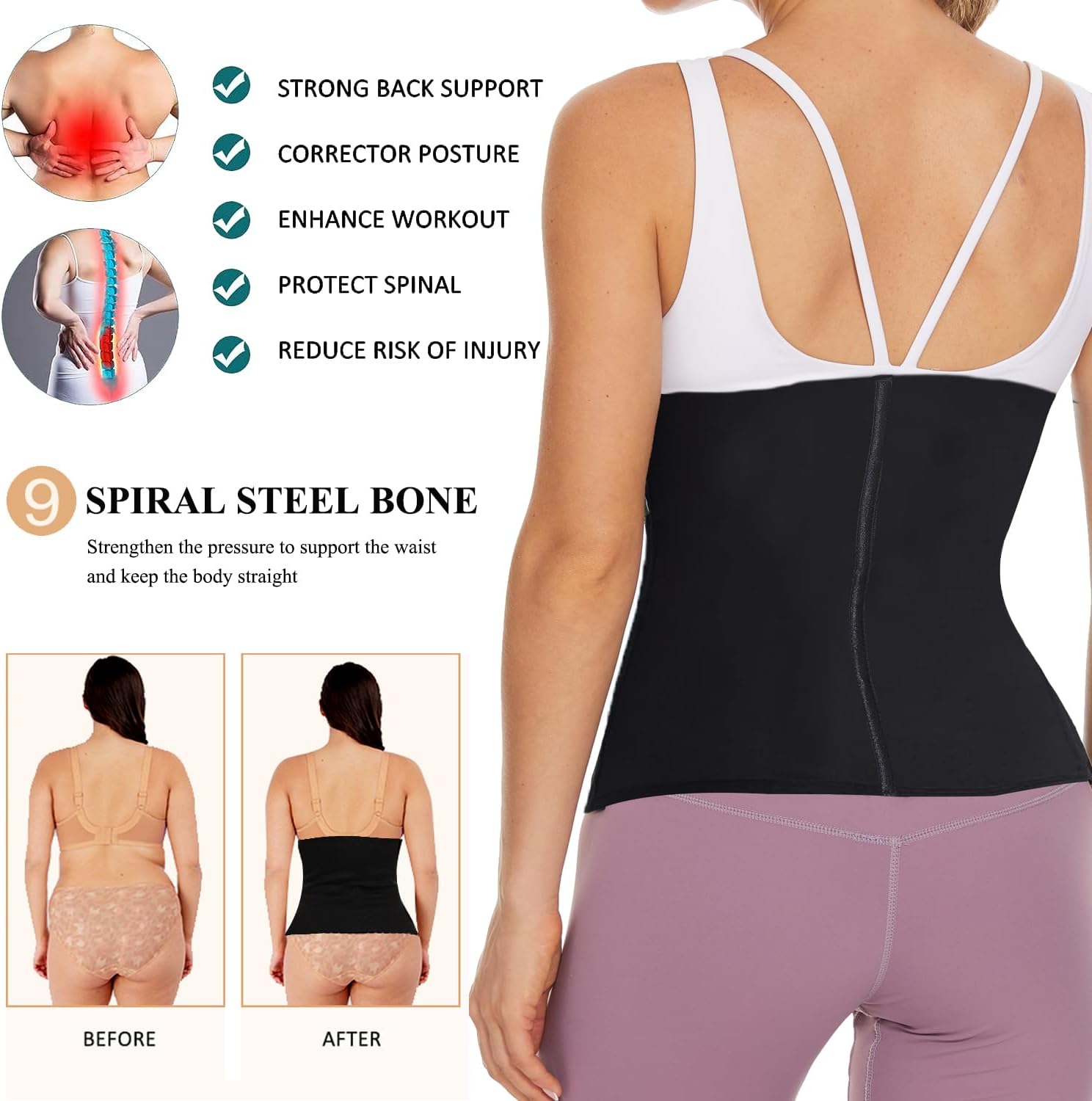 TOPELLER Traje de sauna para sudar, reductor de cintura, reductor de cintura para mujer, parte inferior del vientre, pérdida de peso, cinturón de