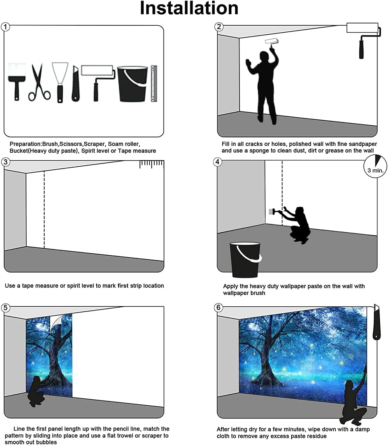 Bormia – Mural de pared de fantasía, árbol de hadas en bosque místico, papel tapiz fotográfico para habitación de niños, sala de estar, dormitorio