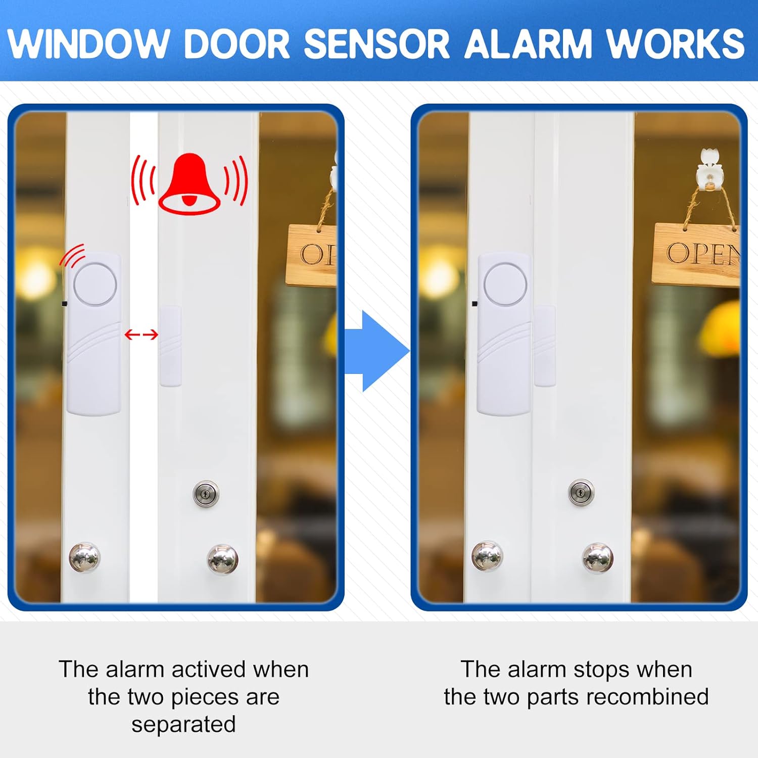 16 unidades de alarma de puerta y ventana para seguridad del hogar, sensores de alarma inalámbricos para puerta y ventana, antirrobo, alarma