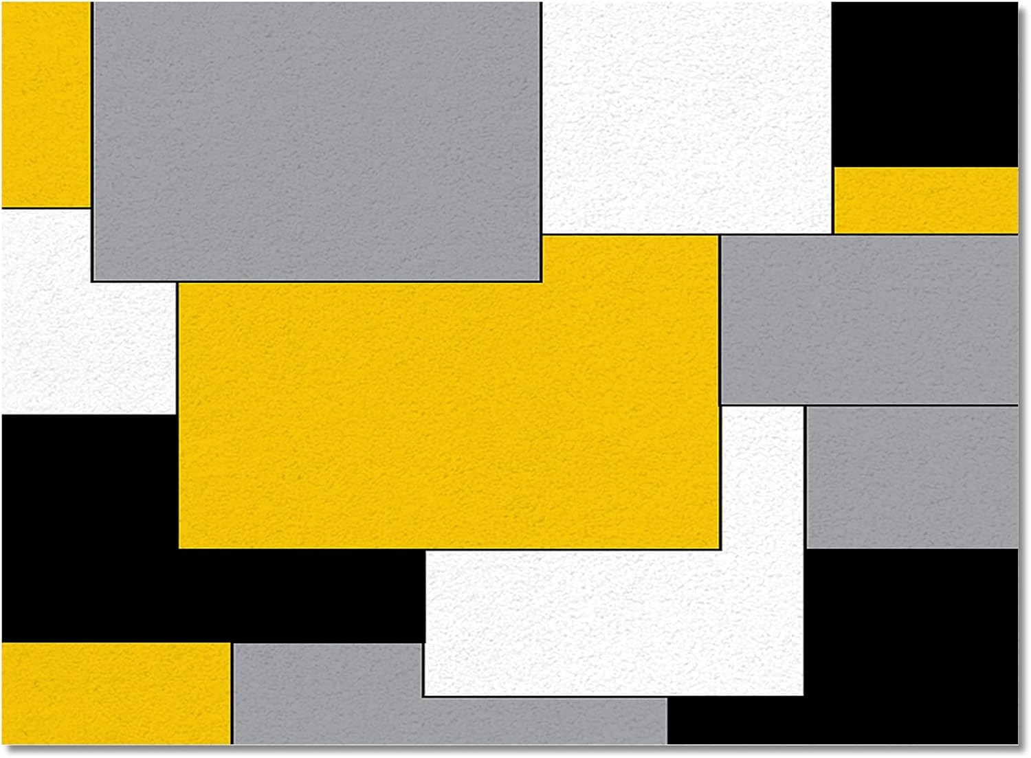 Alfombra lavable de 2 x 3 pies, patrón geométrico amarillo, negro y gris, arte abstracto moderno, alfombra suave antideslizante para sala de estar,