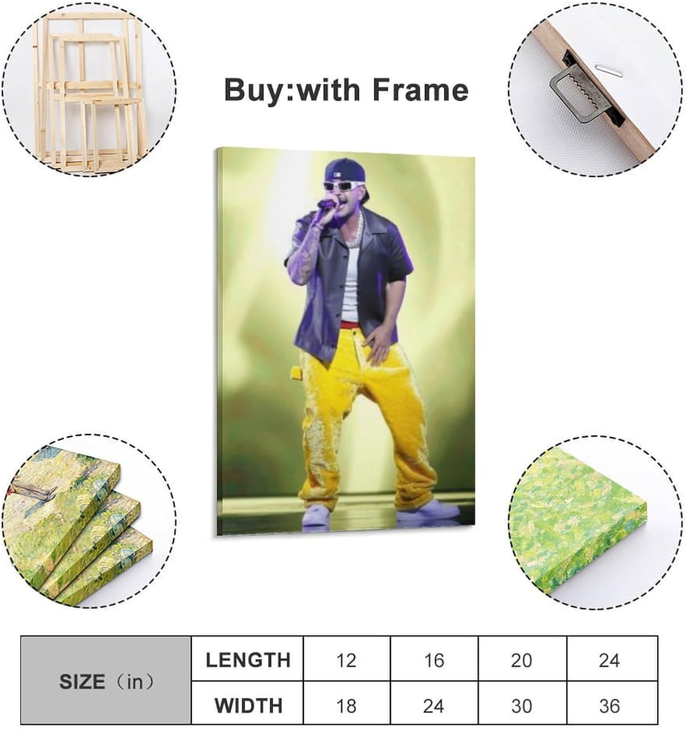 DAXXIN Feid – Póster de lienzo decorativo para pared, sala de estar, dormitorio, decoración, marco de regalo, 12 x 18 pulgadas (11.8 x 17.7 in)