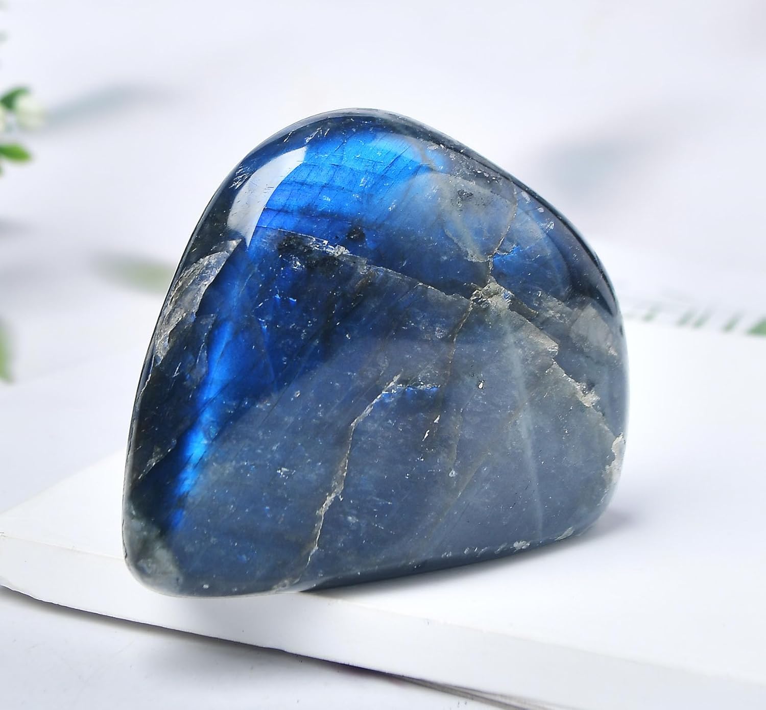 FZBHRO Piedra de cristal curativa de labradorita pulida de labradorita grande para regalo de meditación, decoración del hogar, 0.8-1.3 libras