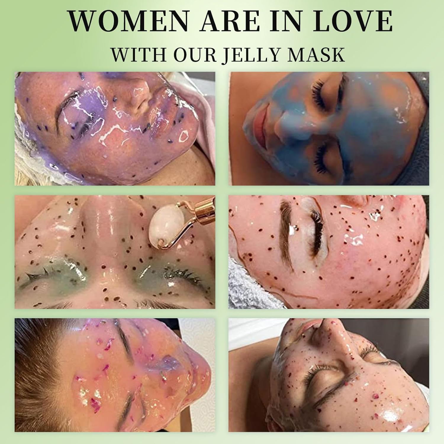 Mascarilla de gelatina en polvo para el cuidado de la piel facial de rosa búlgara, mascarilla profesional de gelatina despegable, hidratante,