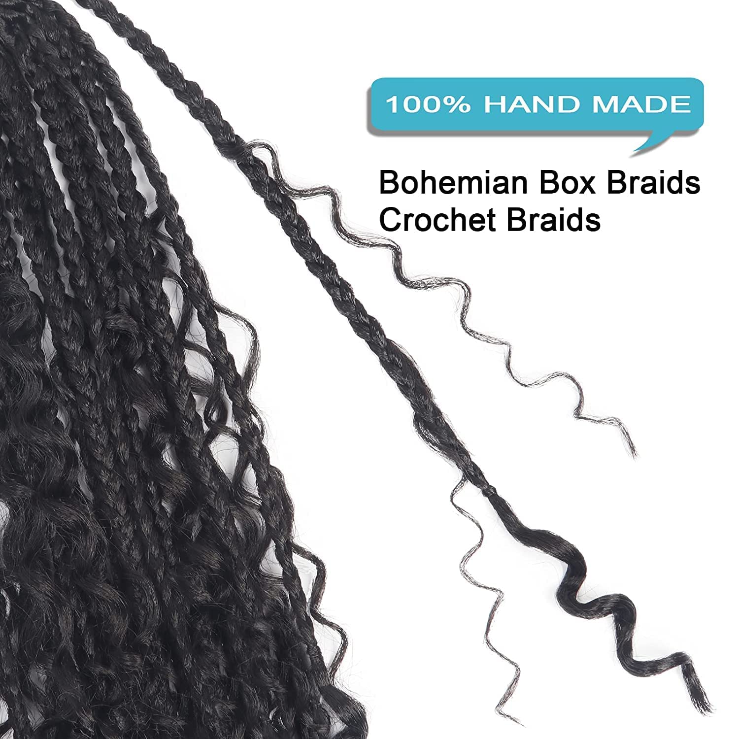 Goddess – Trenzas de ganchillo con extremos rizados, trenzas bohemias de 8 pulgadas, paquete de 8 paquetes de 3 trenzas de ganchillo, extensiones de