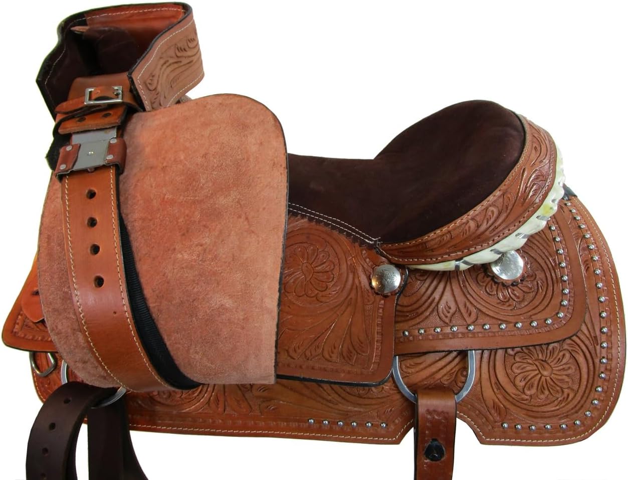 Western Trail Saddle Pleasure Horse Floral Tooled Cowboy TACK Set 15 16 17 18