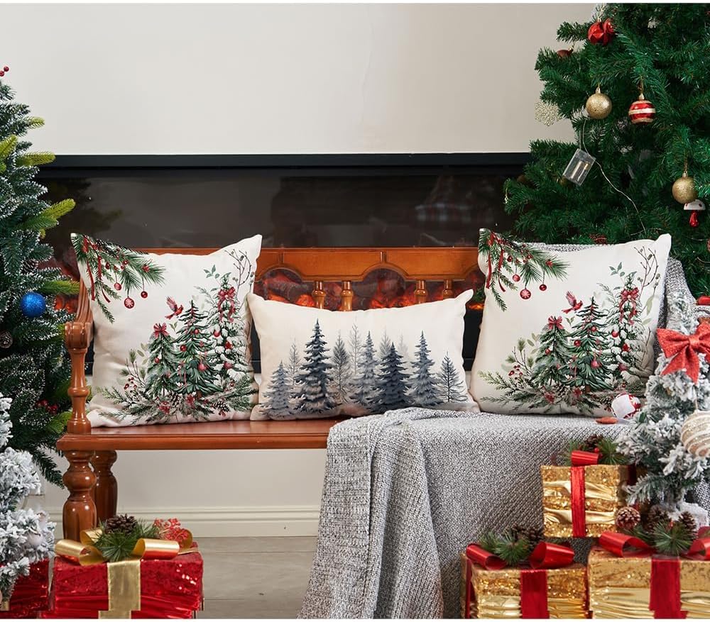 DFXSZ Juego de 2 fundas de almohada de Navidad de 20 x 20 pulgadas, almohadas decorativas para árbol de Navidad, decoración de invierno y Navidad
