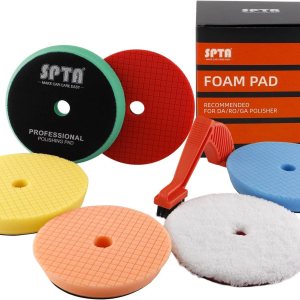 SPTA Almohadillas de pulido, 5 almohadillas pulidoras orbitales de 6 pulgadas y 5.906 in y 1 almohadilla de pulido de microfibra, almohadilla de SPTA Almohadillas de pulido, 5 almohadillas pulidoras orbitales de 6 pulgadas y 5.906 in y 1 almohadilla de pulido de microfibra, almohadilla de