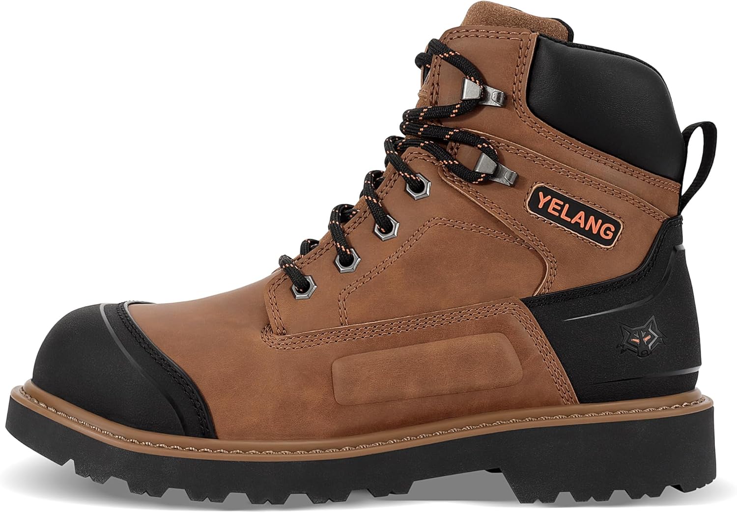Yelang Botas de trabajo de seguridad con punta de acero para hombre, zapatos de utilidad de perforación antideslizantes de 6 pulgadas para