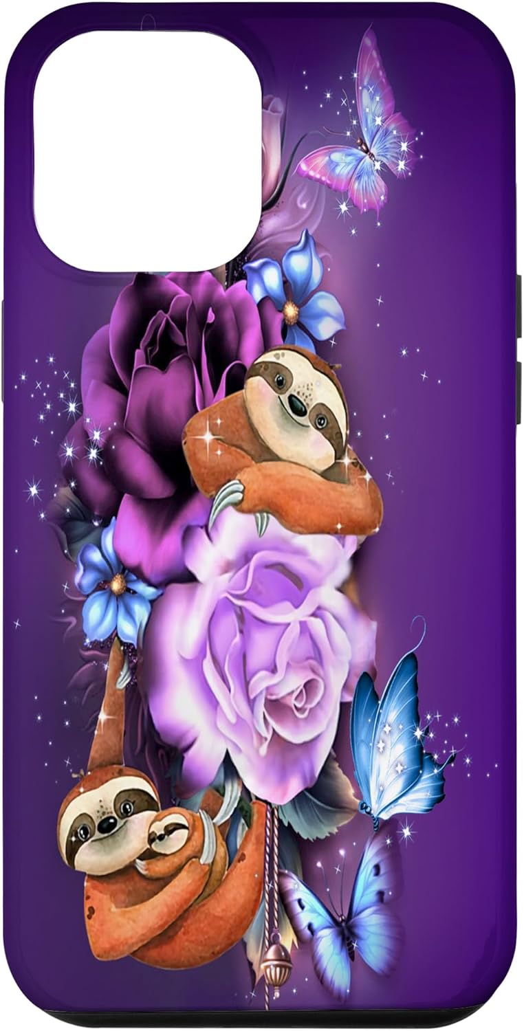 Funda para iPhone 14 Plus Animal Lover Case Sloth And Roses With Butterfly