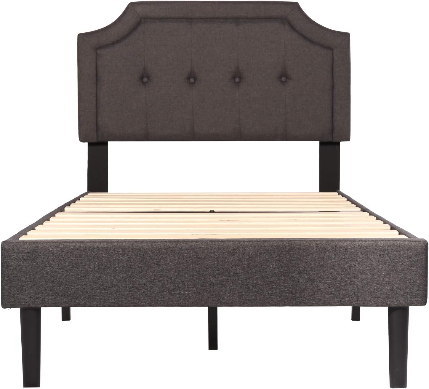 VECELO – Cabecero de cama tapizada con panel cosido de diamante, marco de metal