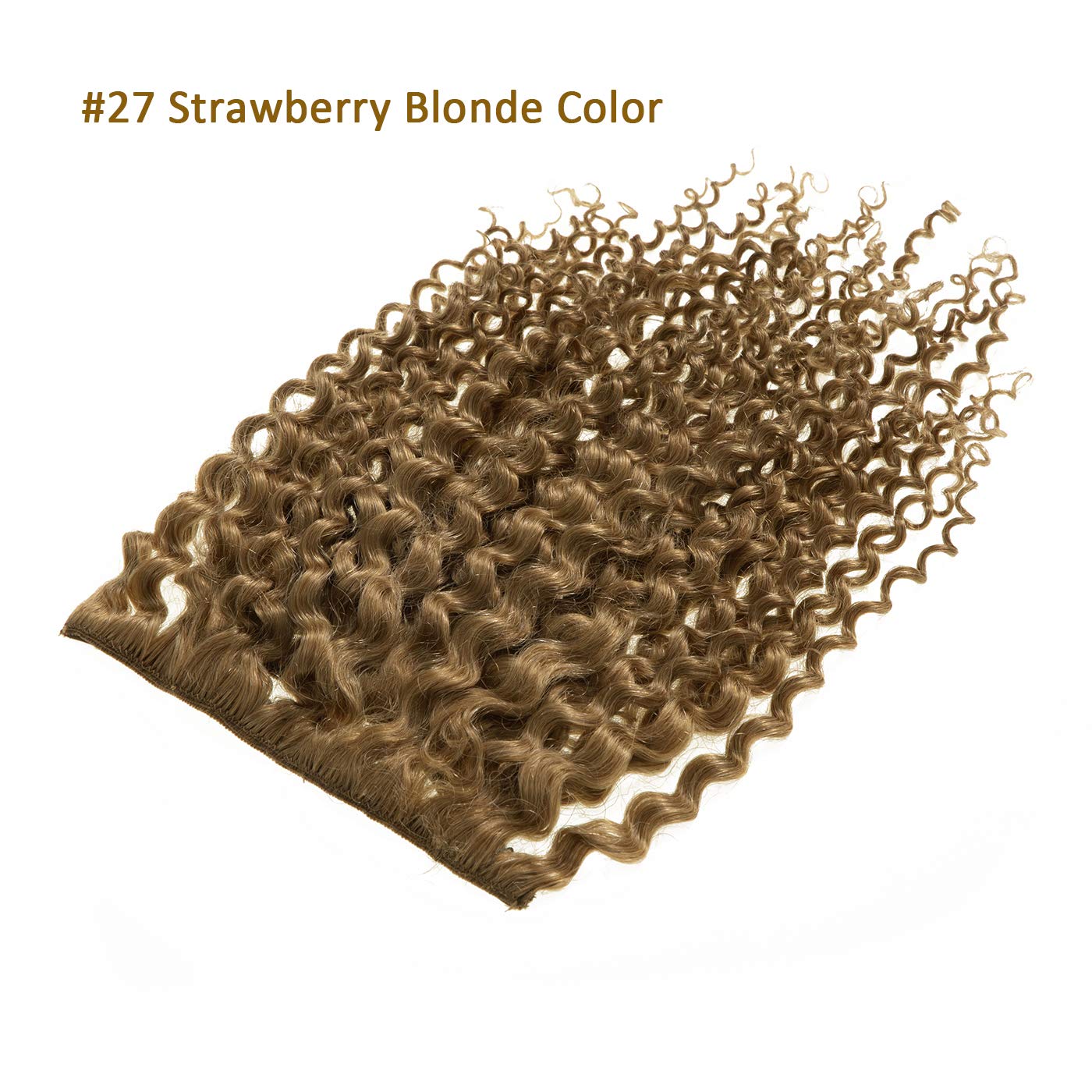 Anrosa Extensiones de cabello humano rizado con clip, 14 pulgadas, 3B 3C, extensiones de cabello rizado color rubio fresa, extensiones de cabello