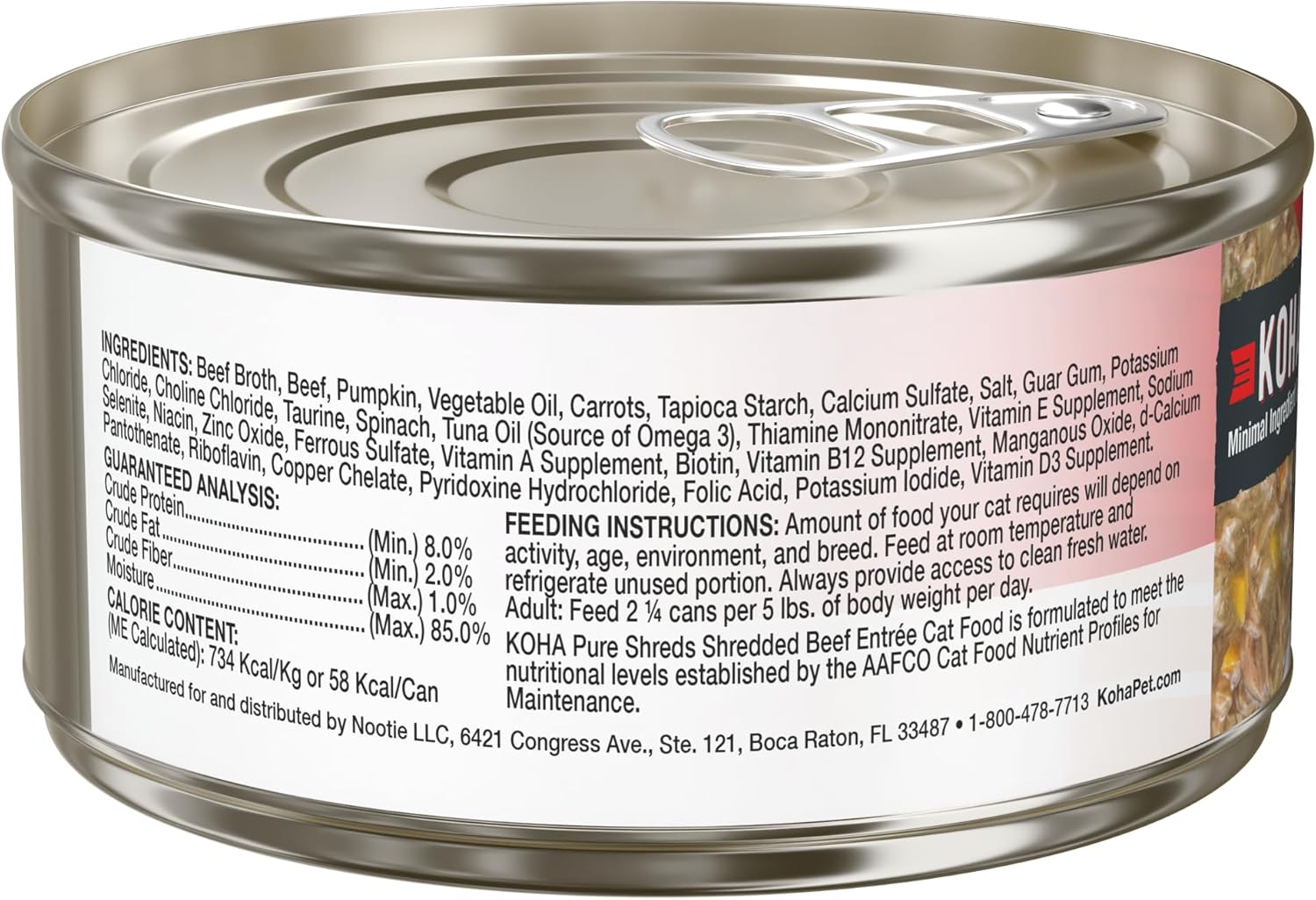 KOHA Pure Shreds – Entrada de carne para gatos, comida húmeda para gatos de una sola carne, latas de 2.8 onzas (paquete de 24)