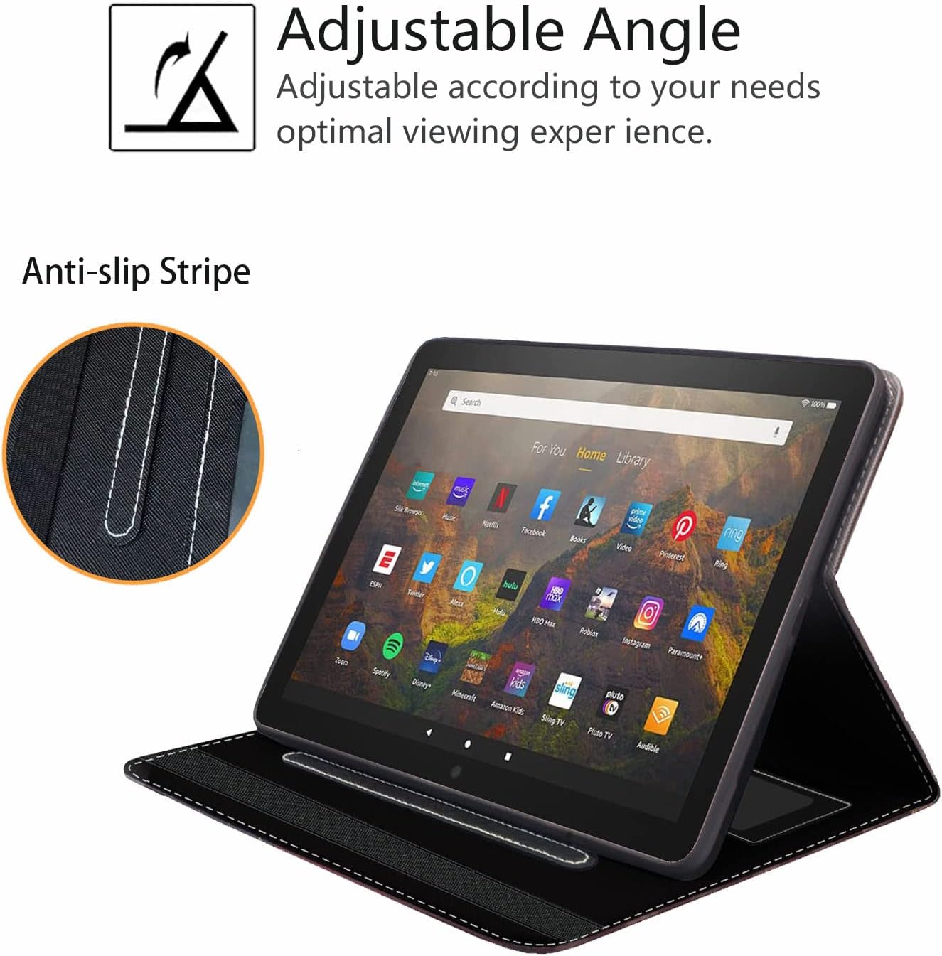 Funda para tablet Fire HD 10Fire HD 10 Plus de 10.1 pulgadas (11 generación, lanzada en 2021)  Funda delgada de piel sintética con soporte para