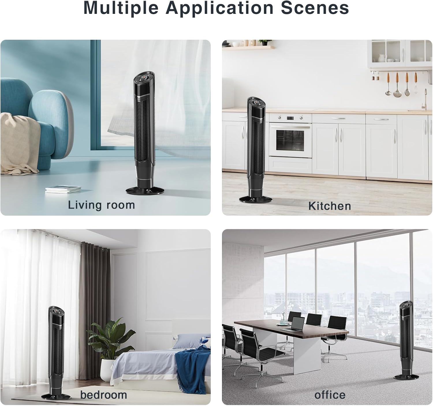 R.W.FLAME Ventilador de torre, ventilador oscilante de 360, enfriamiento silencioso, portátil, sin aspas, ventilador de piso con control remoto, 8