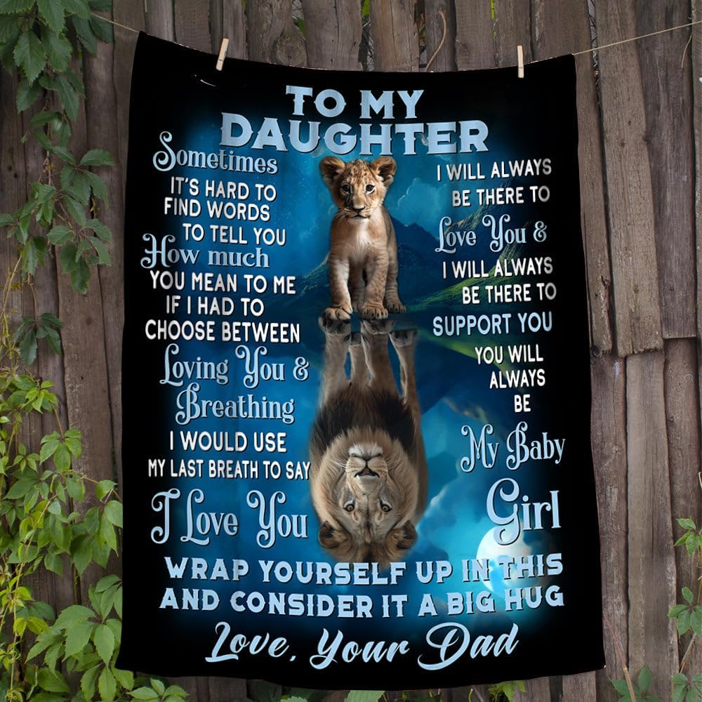 Namashops Manta de forro polar con texto en inglés To My Daughter from Dad, Tiger Fleece Blanket for Daughter para hija, manta de regalo para hija